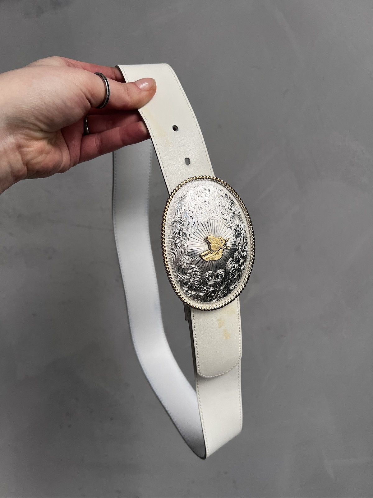 KMRii Rare kmrii style white leather belt western style y2k Size ONE SIZE - 4 Thumbnail