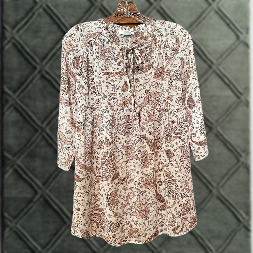H&M H&M Mama boho paisley cream tan brown sheer pretty maternity top blouse XS Size XS / US 0-2 / IT 36-38 - 1 Thumbnail