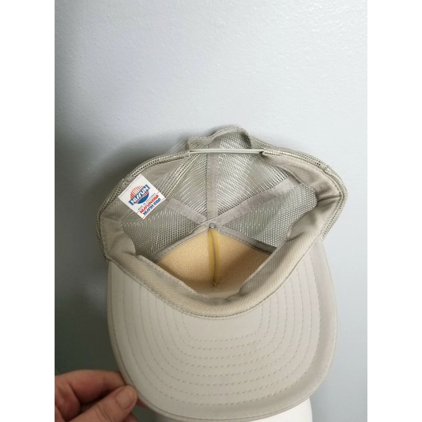 VINTAGE NALC Catahoula Cow Dog Trucker Hat Beige Adjustable Snapback