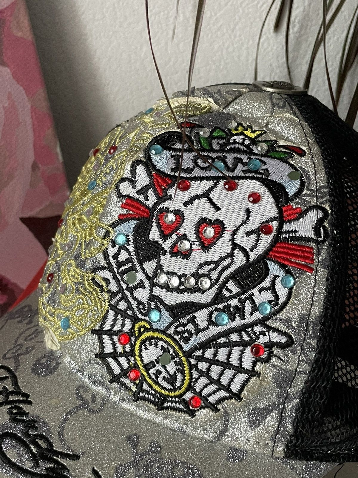 Christian Audigier × Ed Hardy × Japanese Brand Vintage Ed Hardy By Christian Audigier Cap Y2K Hat VERY RARE Size ONE SIZE - 5 Thumbnail