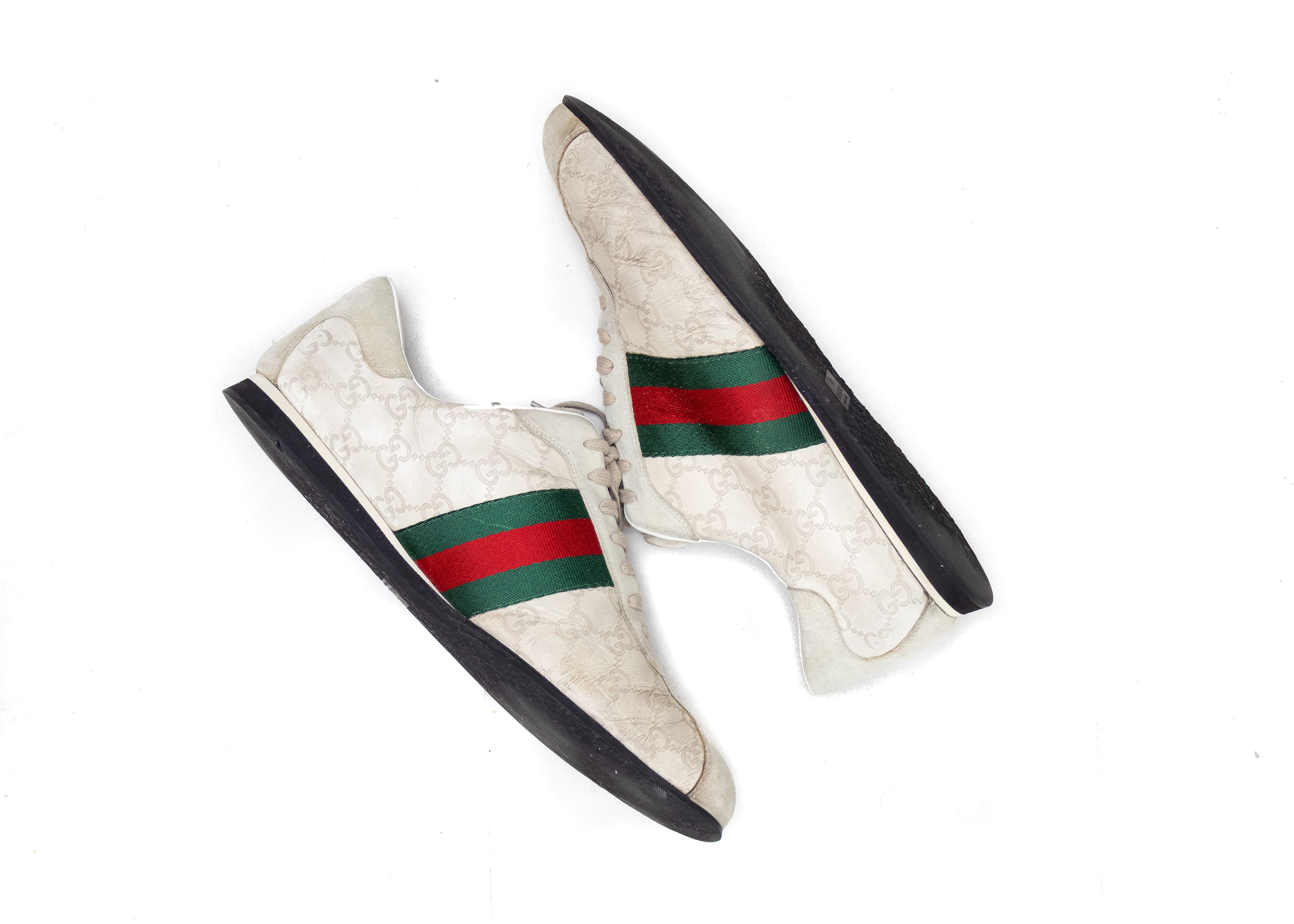 Gucci Gucci GG Monogram Stripe Sneakers EU 44E – Beige/Green/Red Size US 10.5 / EU 43-44 - 2 Thumbnail