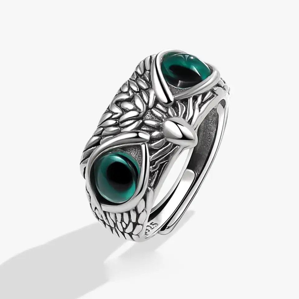 Jewelry × Vintage 925 Sterling Silver Geometric Retro Owl Rings Size ONE SIZE - 1 Thumbnail