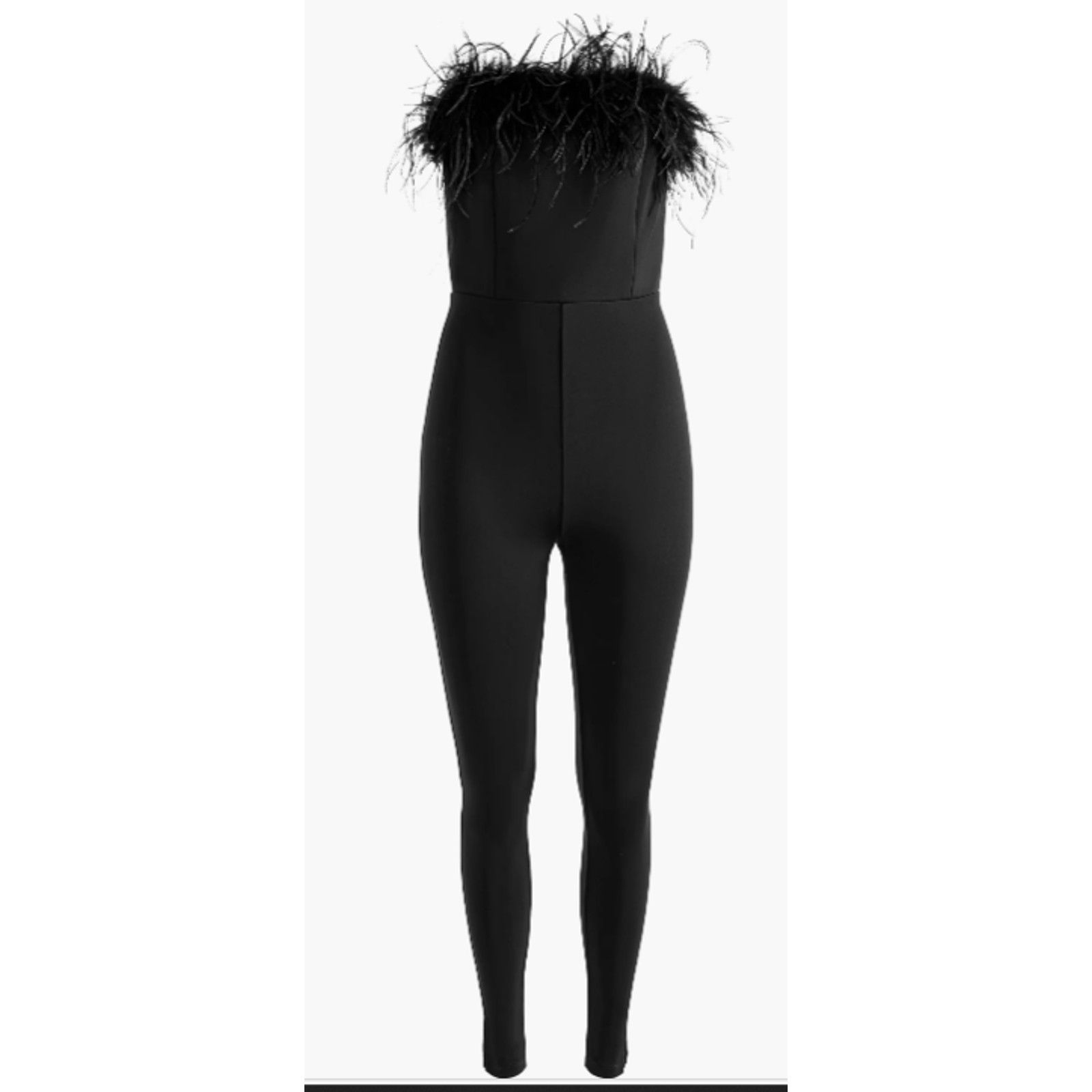 Alice + Olivia ALICE & OLIVIA IDELL FEATHER TRIM JUMPSUIT PANTS BLACK SZ 10 Size 32" / US 10 / IT 46 - 4 Thumbnail