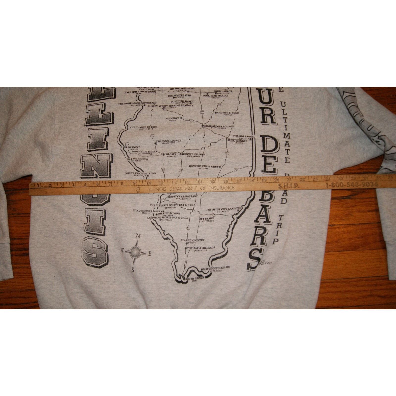Fruit Of The Loom VTG Best Of Bars Of ILLINOIS Tour Gray XL Sweatshirt Road Size US XL / EU 56 / 4 - 9 Thumbnail