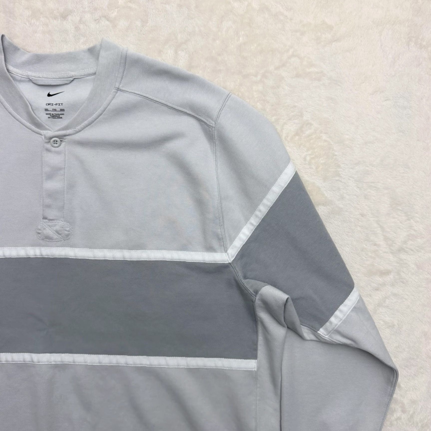 Nike Nike Dri-FIT Henley Shirt Mens 2XL Gray Colorblock Rugby Athletic Preppy Heavy Shirt Size US XXL / EU 58 / 5 - 3 Thumbnail