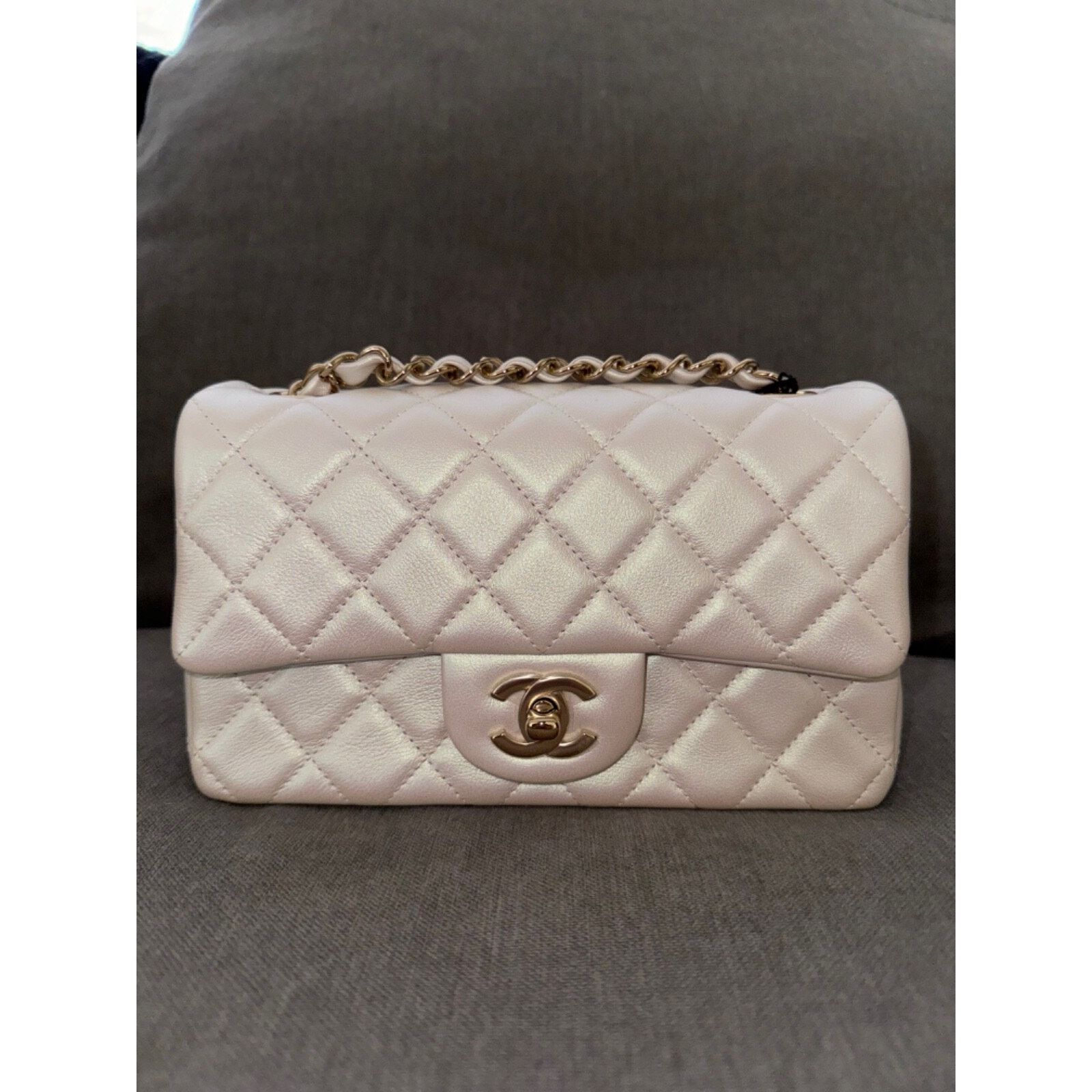 Chanel Chanel White Mini Flap CC Quilted Chain Crossbody Bag Size ONE SIZE - 2 Thumbnail