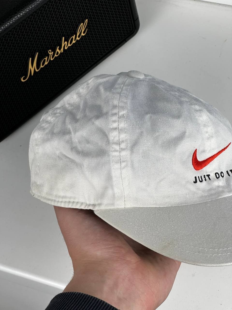 Nike × Vintage Vintage 90s Nike Just Do It White Hat Snapback Size ONE SIZE - 3 Thumbnail