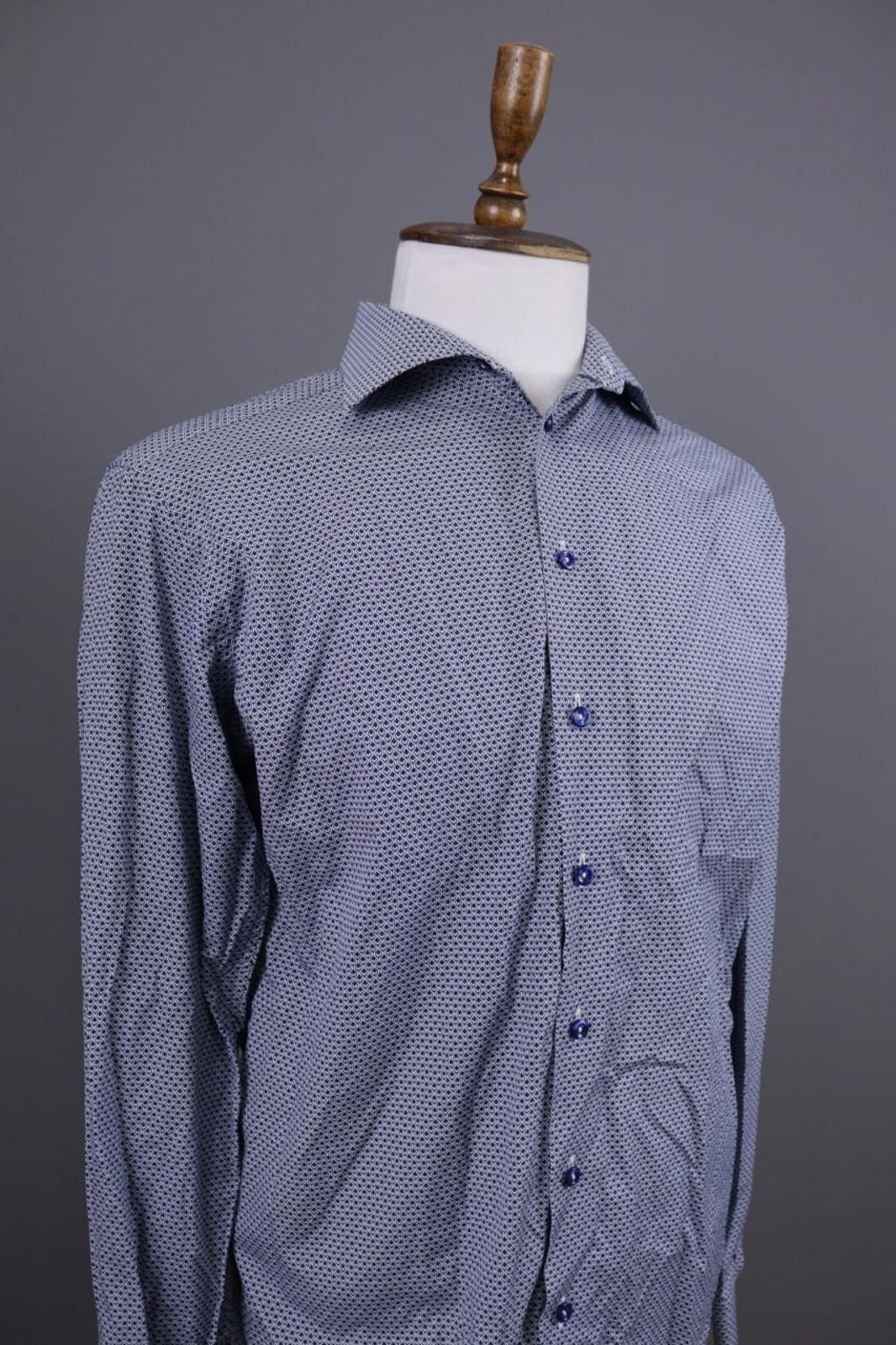 Eton Eton Blue Luxury Printed Button Down Shirt Made to Measure Size US M / EU 48-50 / 2 - 4 Thumbnail