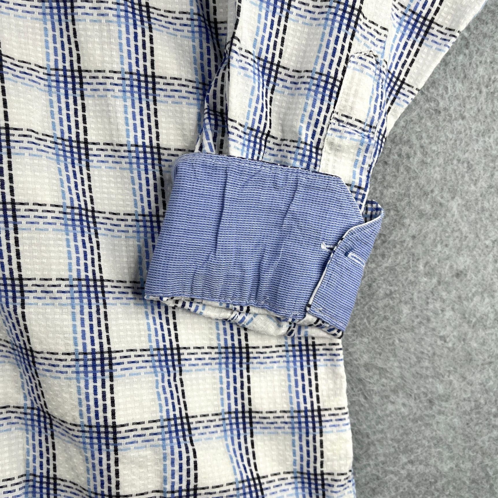 BUGATCHI BUGATCHI UOMO Classic Fit Shirt Large Blue White Check Button Up Long Sleeve Men Size US L / EU 52-54 / 3 - 2 Thumbnail