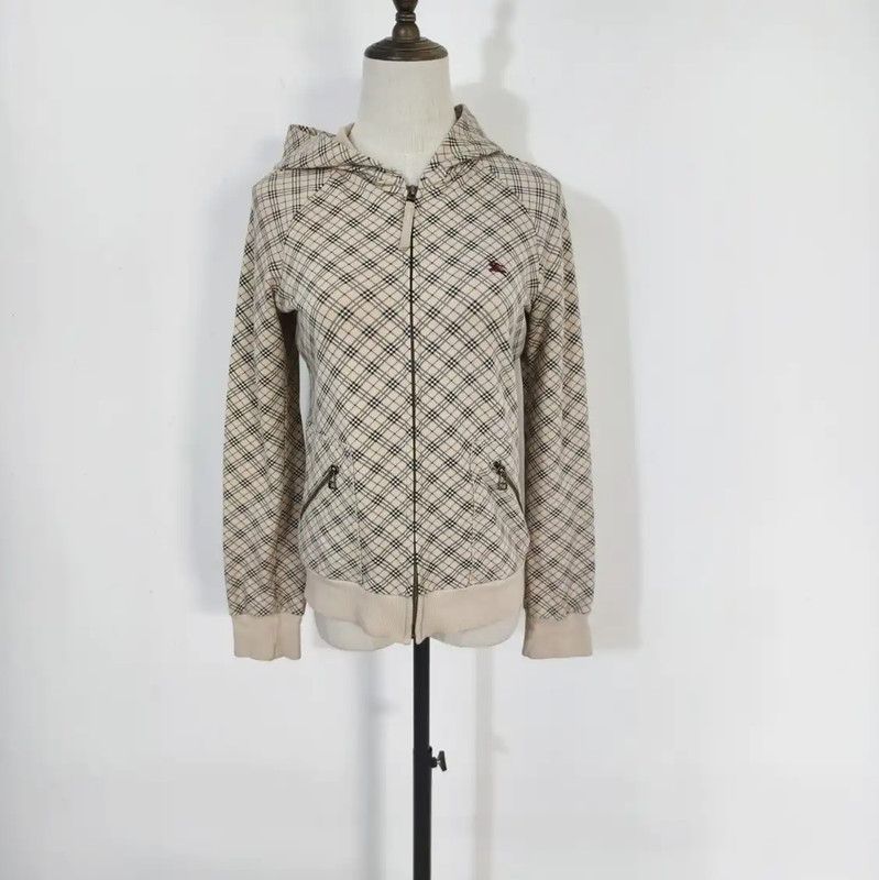 Burberry Women's Khaki Check Long Sleeve Cardigan