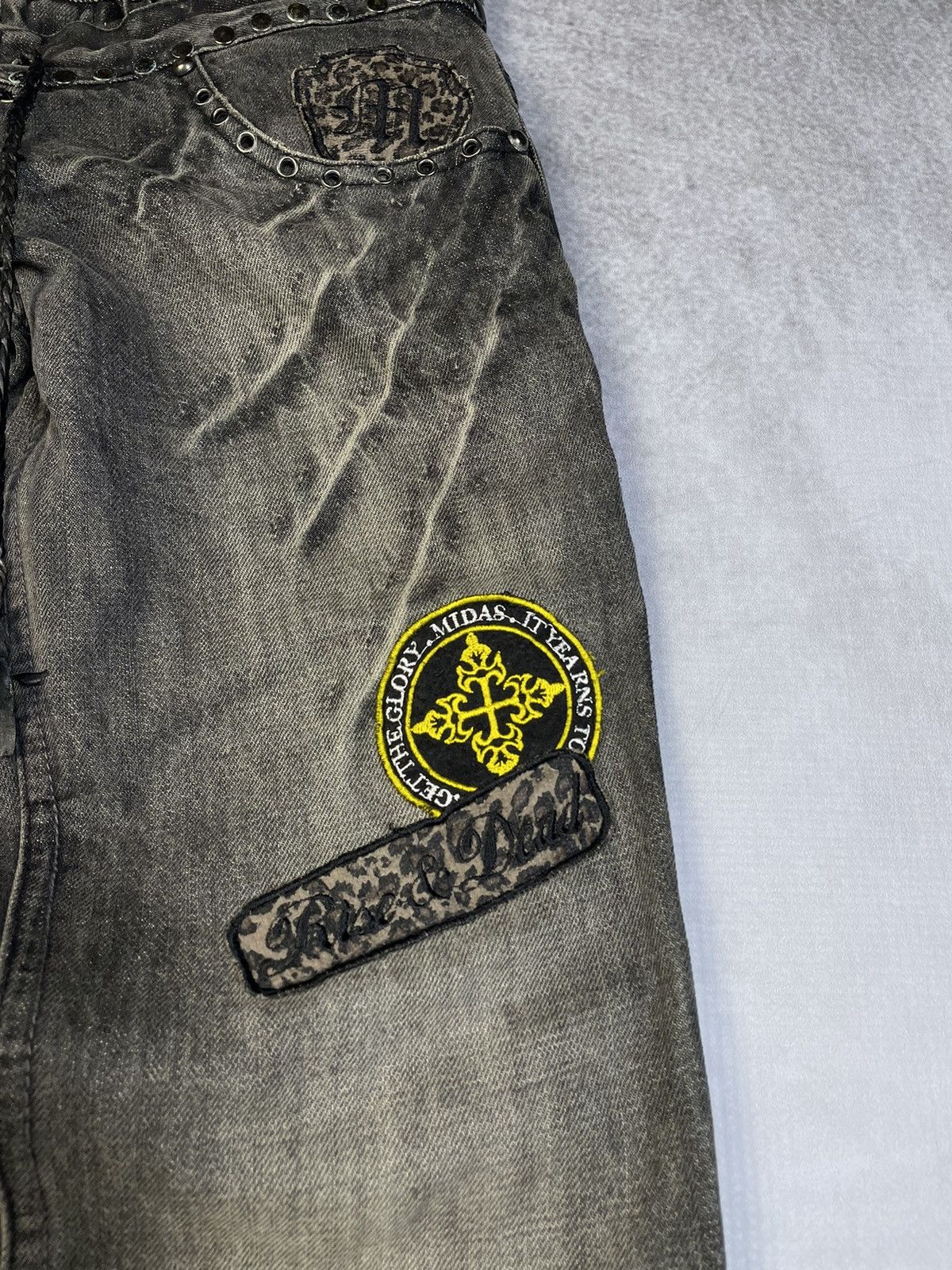 Tornado Mart 2000s Midas Vkei Style Lace Up Double Waist Flare Jeans Size US 29 - 7 Thumbnail