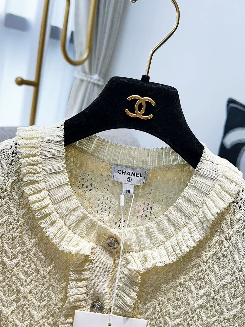 Chanel Chanel 25C beige ruffled long-sleeved knitted cardigan co Size XS / US 0-2 / IT 36-38 - 5 Thumbnail