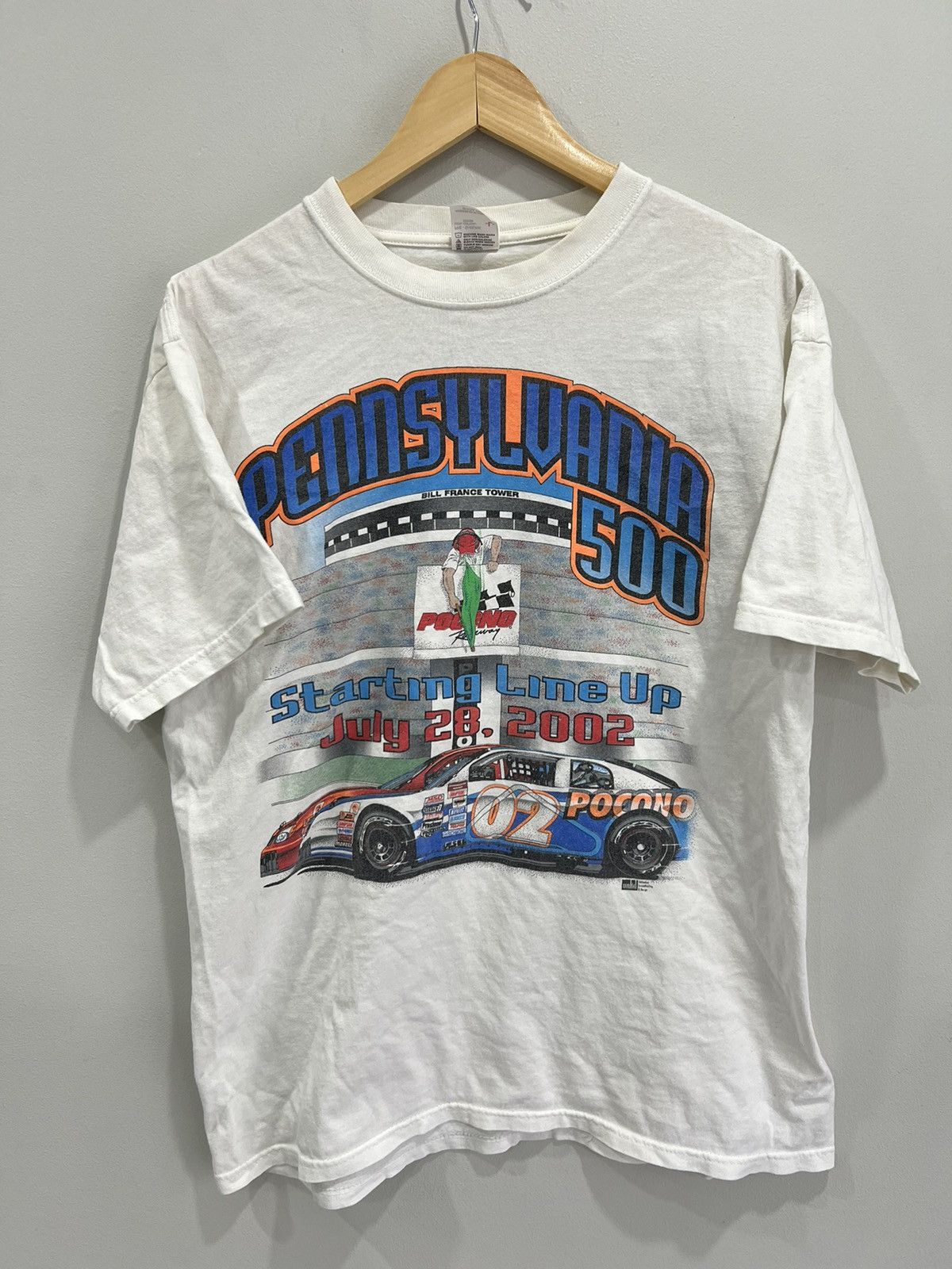 Vintage Vintage Pennsylvania 500 Racing Tee Shirt Size US L / EU 52-54 / 3 - 1 Thumbnail