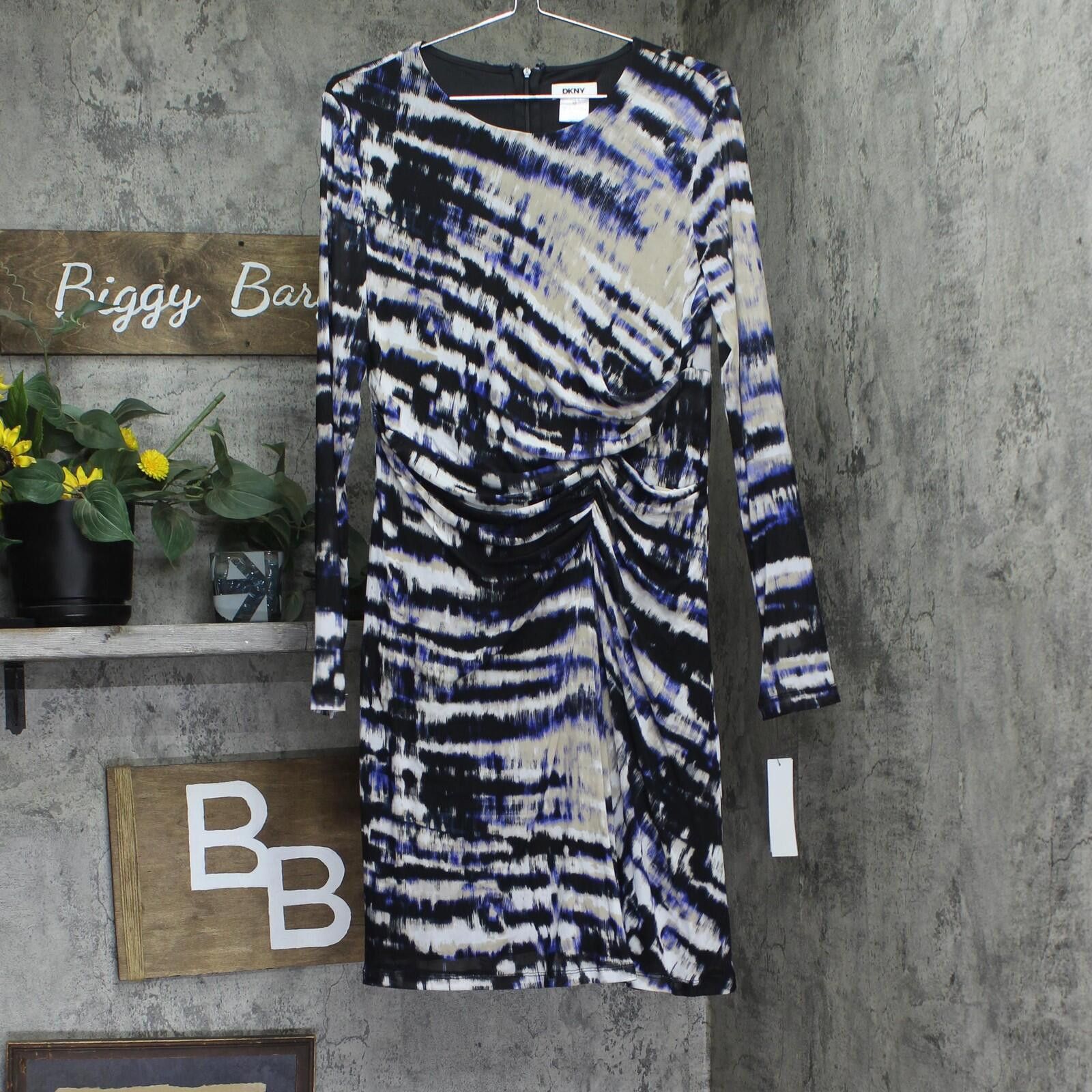 DKNY Nwt Dkny Sheer Sleeve Mesh Dress Dd4ju31c Black / Blue 12 Size XL / US 12-14 / IT 48-50 - 1 Thumbnail