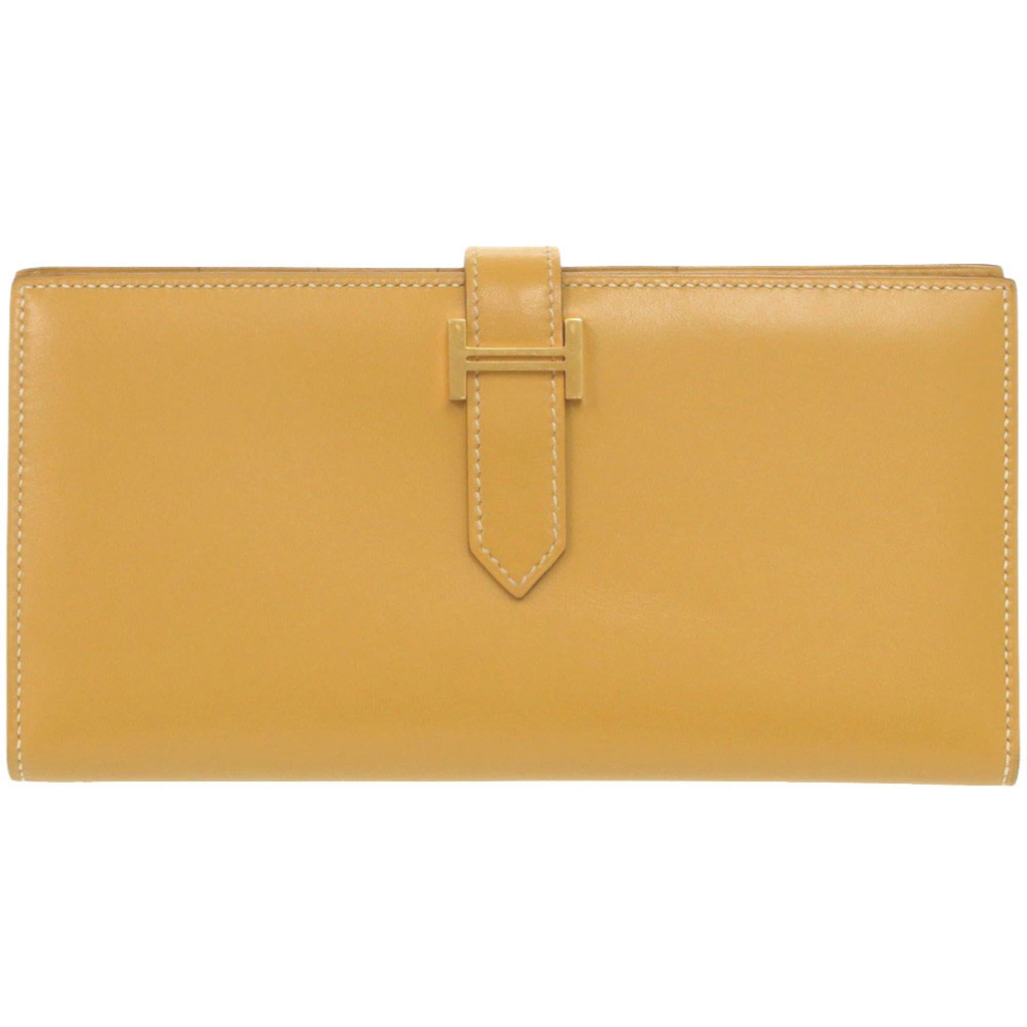 Hermes Excellent condition Hermès Bearn soufflet Vautadelact Paille long wallet, gold hardware, A stamp (made in 2017), 1218 HERMES Size ONE SIZE - 1 Thumbnail