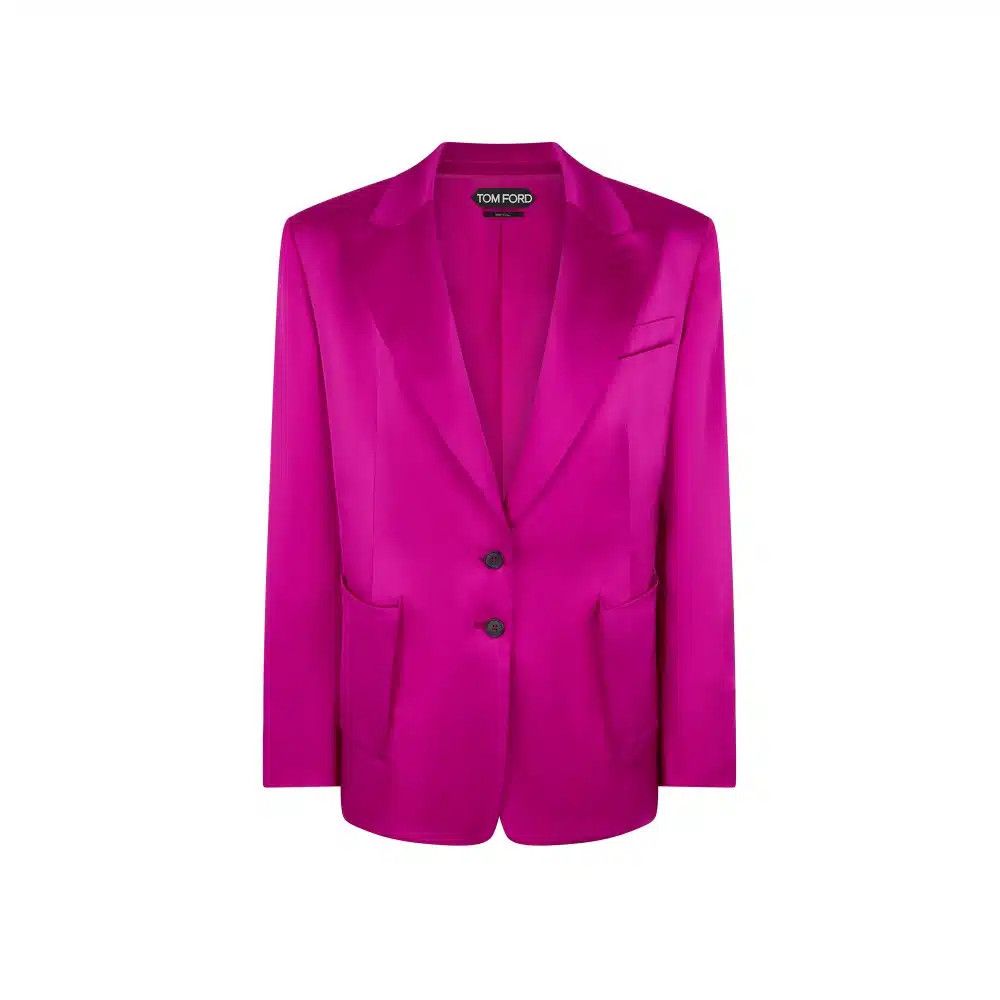 Tom Ford o1loc1c0625 GI2953 Fluid Satin Jacket in Dark Pink Size S / US 4 / IT 40 - 1 Thumbnail