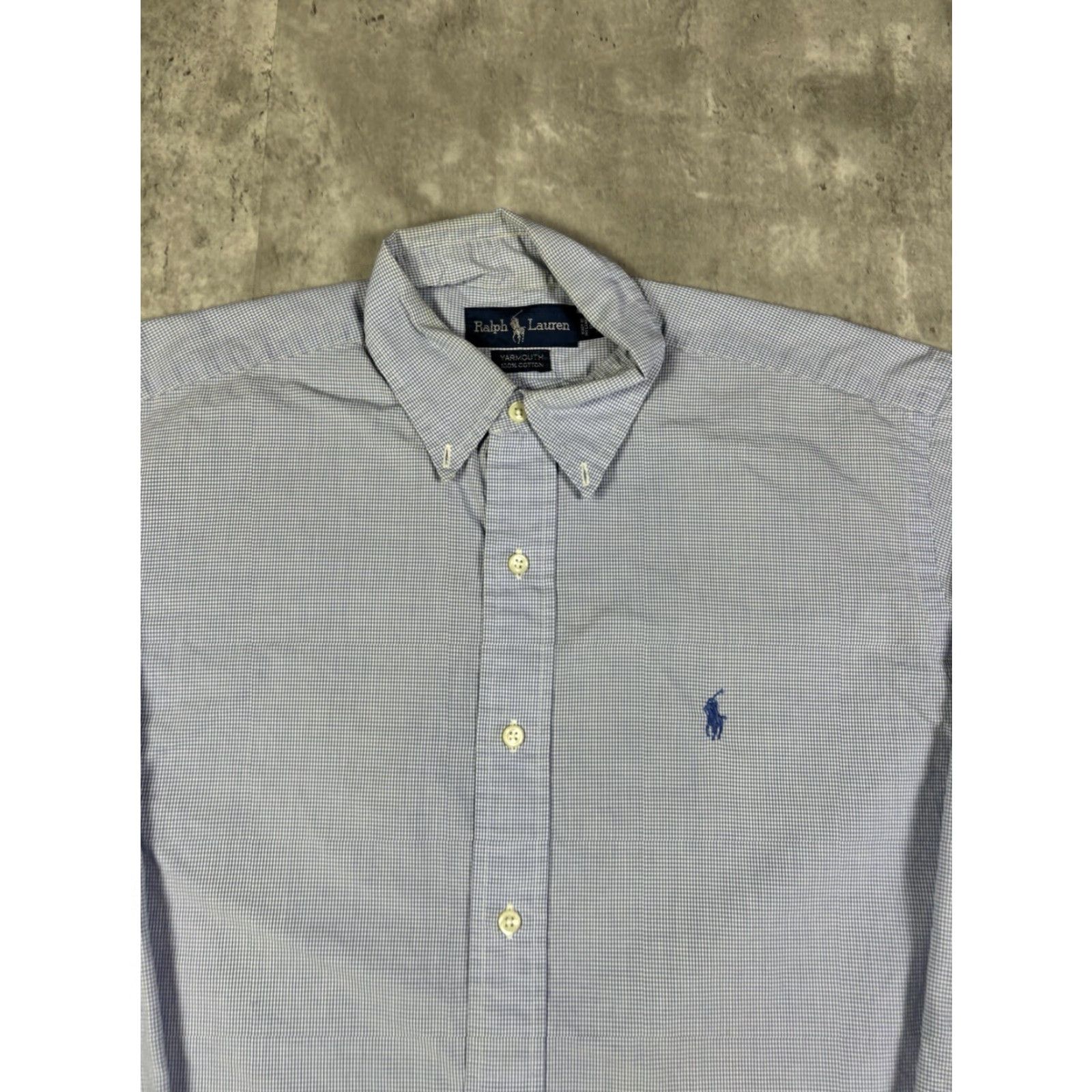Ralph Lauren VINTAGE Ralph Lauren Blue Button-Down Woven Dress Shirt L Men's Plaid Cotton Shirt Size 42R - 3 Thumbnail
