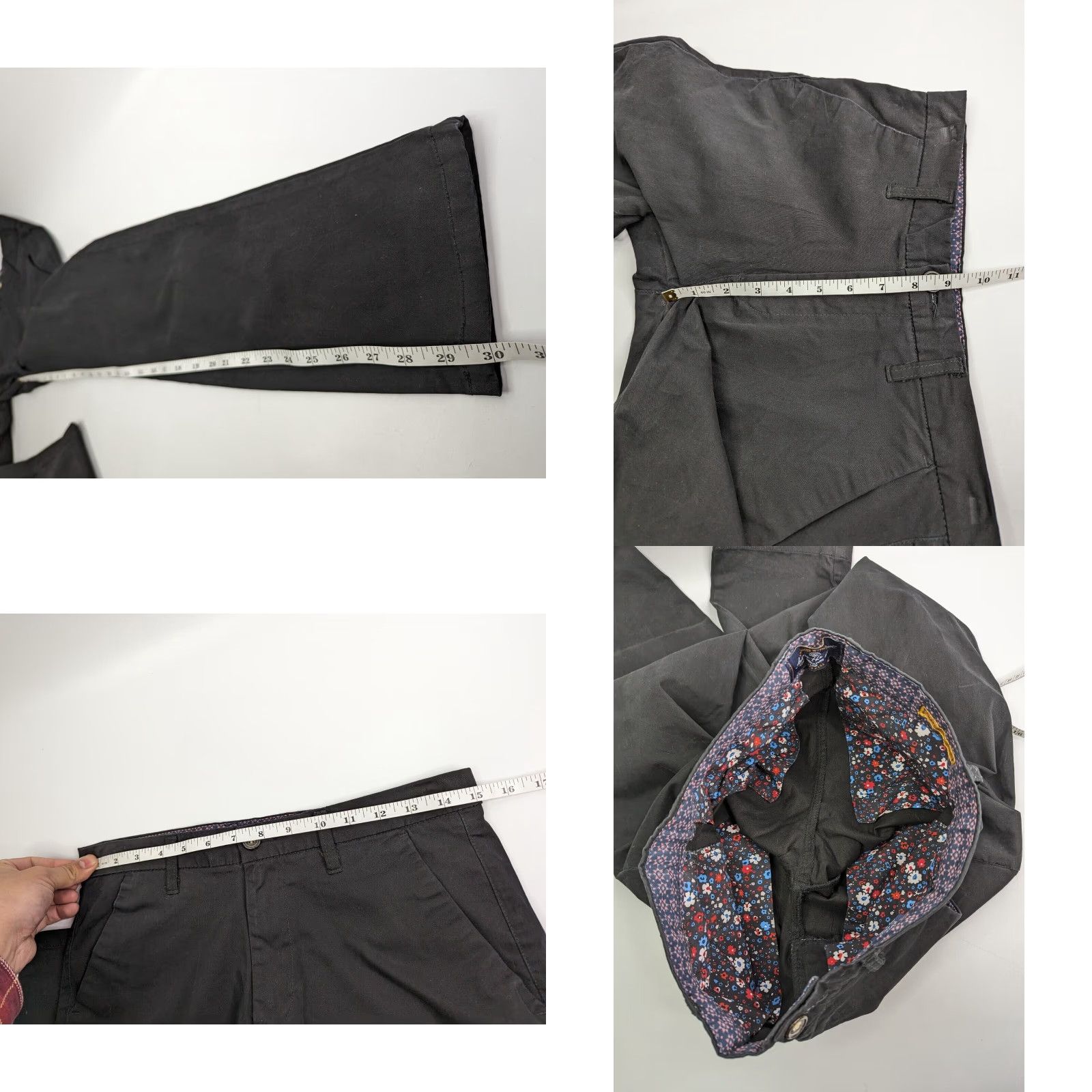 Vintage Across The Pond Signature Line Pants Mens Regular 30x32 Chino Black 5-Pocket Design Casual Cotton Spandex Straight Belted Flat Front Size US 30 / EU 46 - 8 Thumbnail