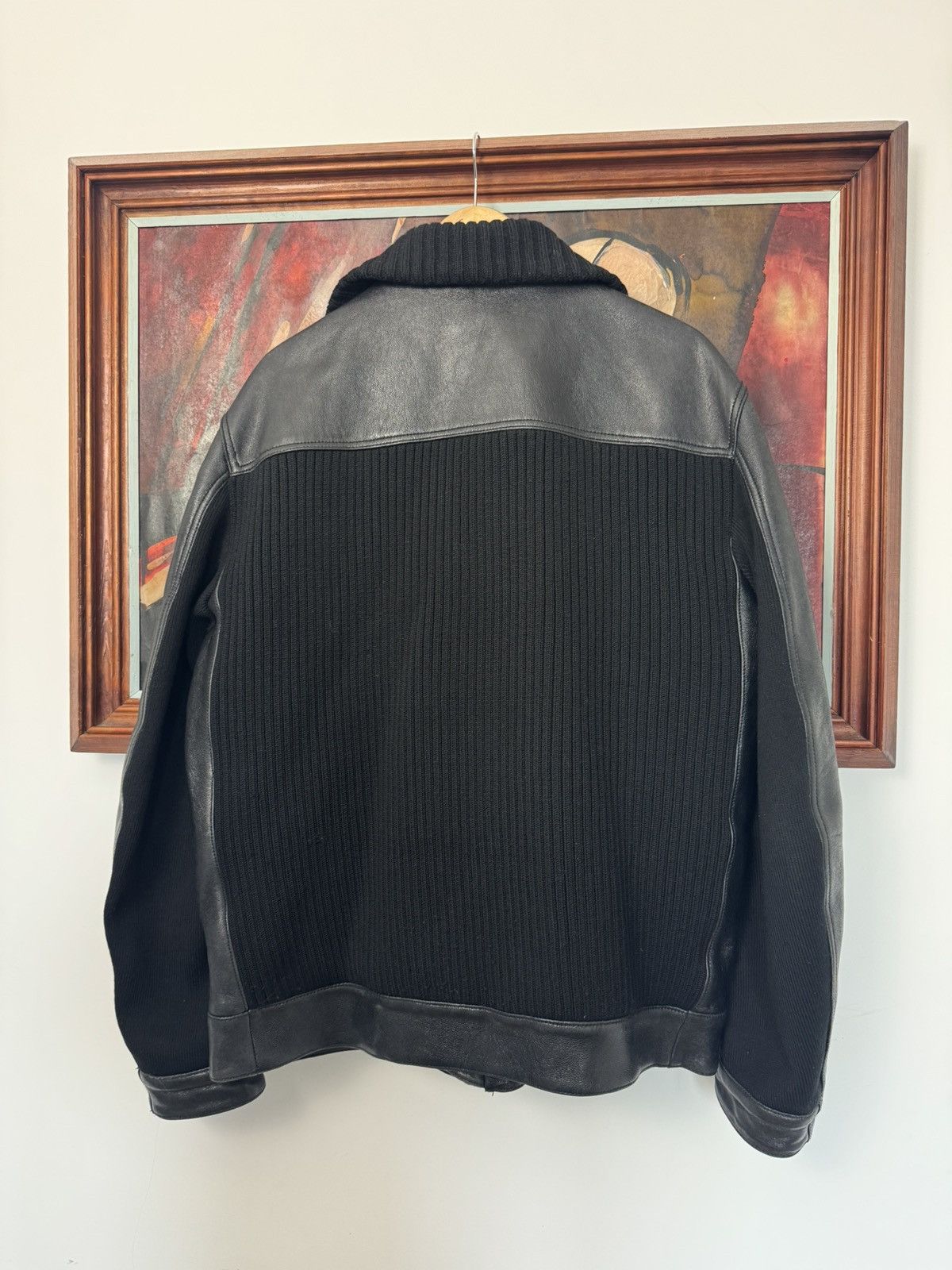 Prada Prada Early 2000’s Leather Wool Jacket Black Rare Designer Size US L / EU 52-54 / 3 - 3 Thumbnail
