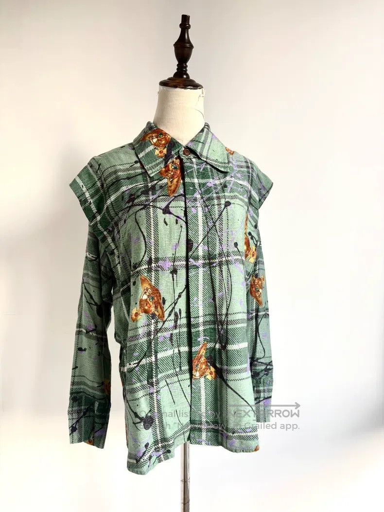 Vivienne Westwood Vivienne Westwood Green Plaid Splash Gold Saturn Shirt Size XS / US 0-2 / IT 36-38 - 2 Thumbnail