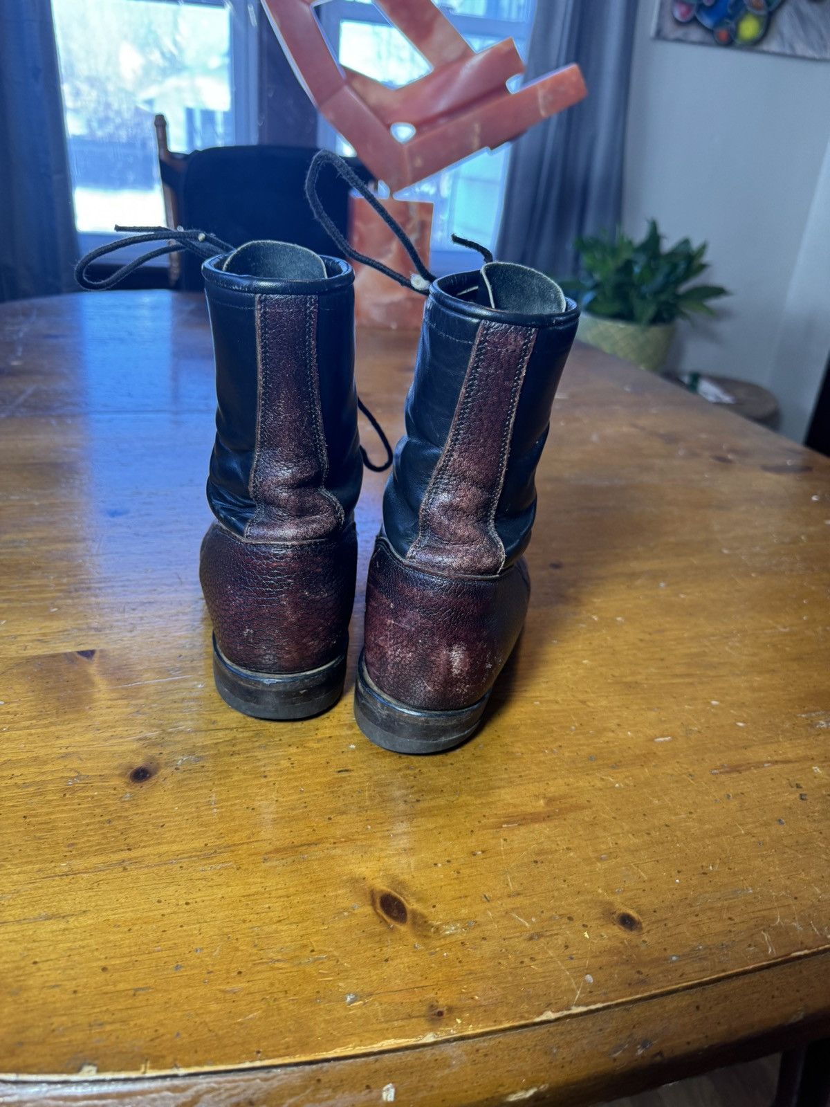 Justin Boots Justin VINTAGE PEBBLED TWO TONE BURGUNDY LACE Cowboy Boots Size US 8.5 / EU 41-42 - 4 Thumbnail