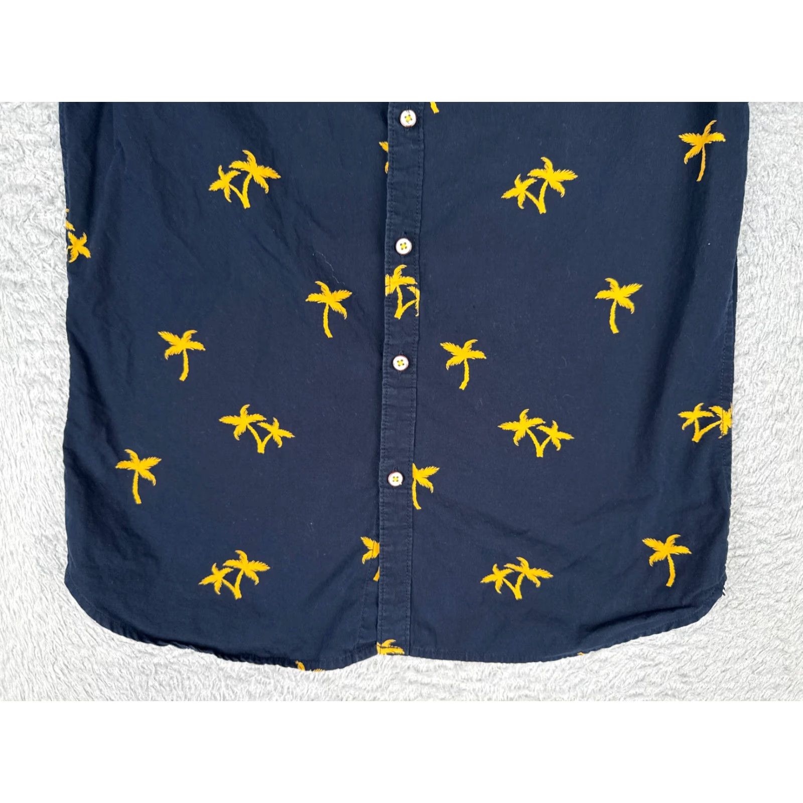 Vintage Denim & Flower Shirt Men Small Blue Palm All Over Print Hawaiian Camp 100% Rayon Size US S / EU 44-46 / 1 - 5 Thumbnail