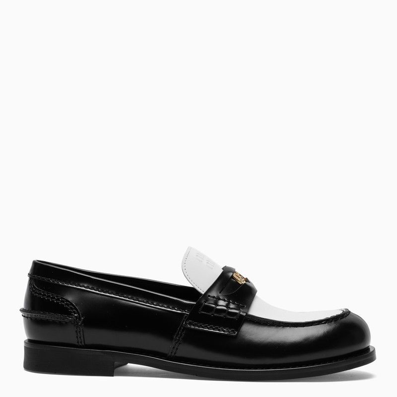 Miu Miu Black/White Leather Penny Loafers