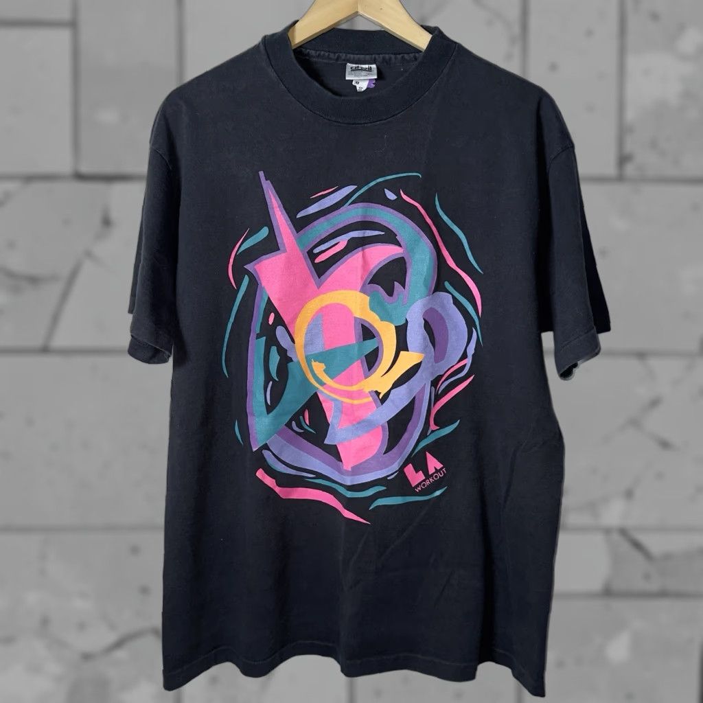 Anvil VINTAGE Anvil LA Workout Graphic Tee Black Adult XL USA Mens Size US XL / EU 56 / 4 - 1 Thumbnail