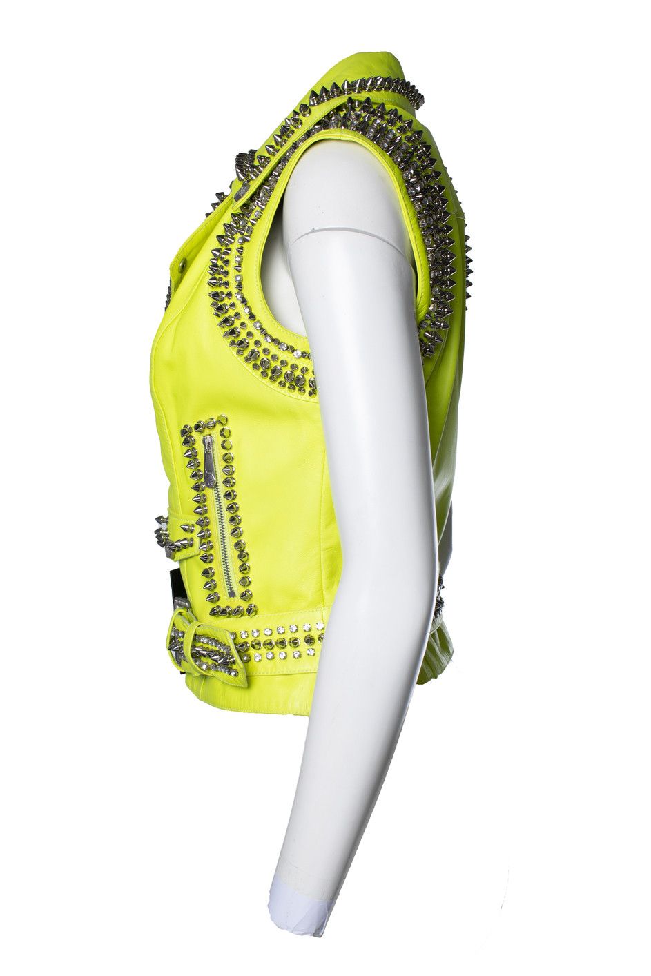 Philipp Plein Philipp Plein, neon yellow leather vest with studs Size S / US 4 / IT 40 - 5 Thumbnail