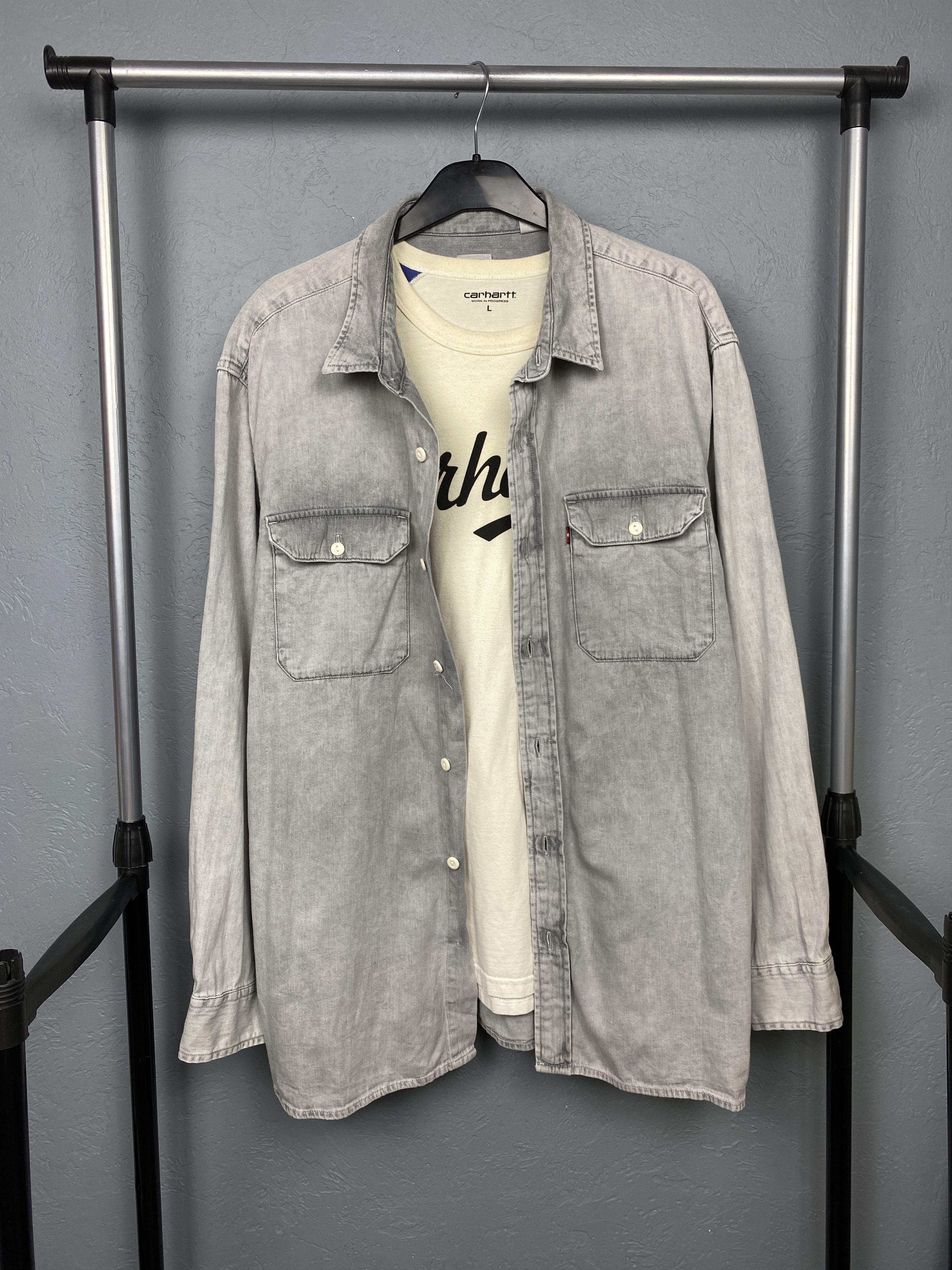 Levi's × Levi's Vintage Clothing Levi's Vintage Mens Grey Denim Shirt Jeans Size US XL / EU 56 / 4 - 1 Thumbnail