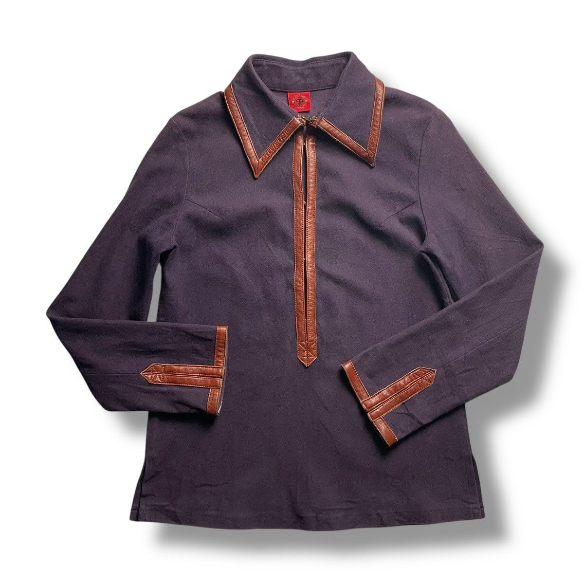 If Six Was Nine × Japanese Brand × Le Grande Bleu (L.G.B.) 🇯🇵 ALGONQUINS PUNK COW HIDE LEATHER COLLAR / PATCH JACKET Size S / US 4 / IT 40 - 2 Thumbnail