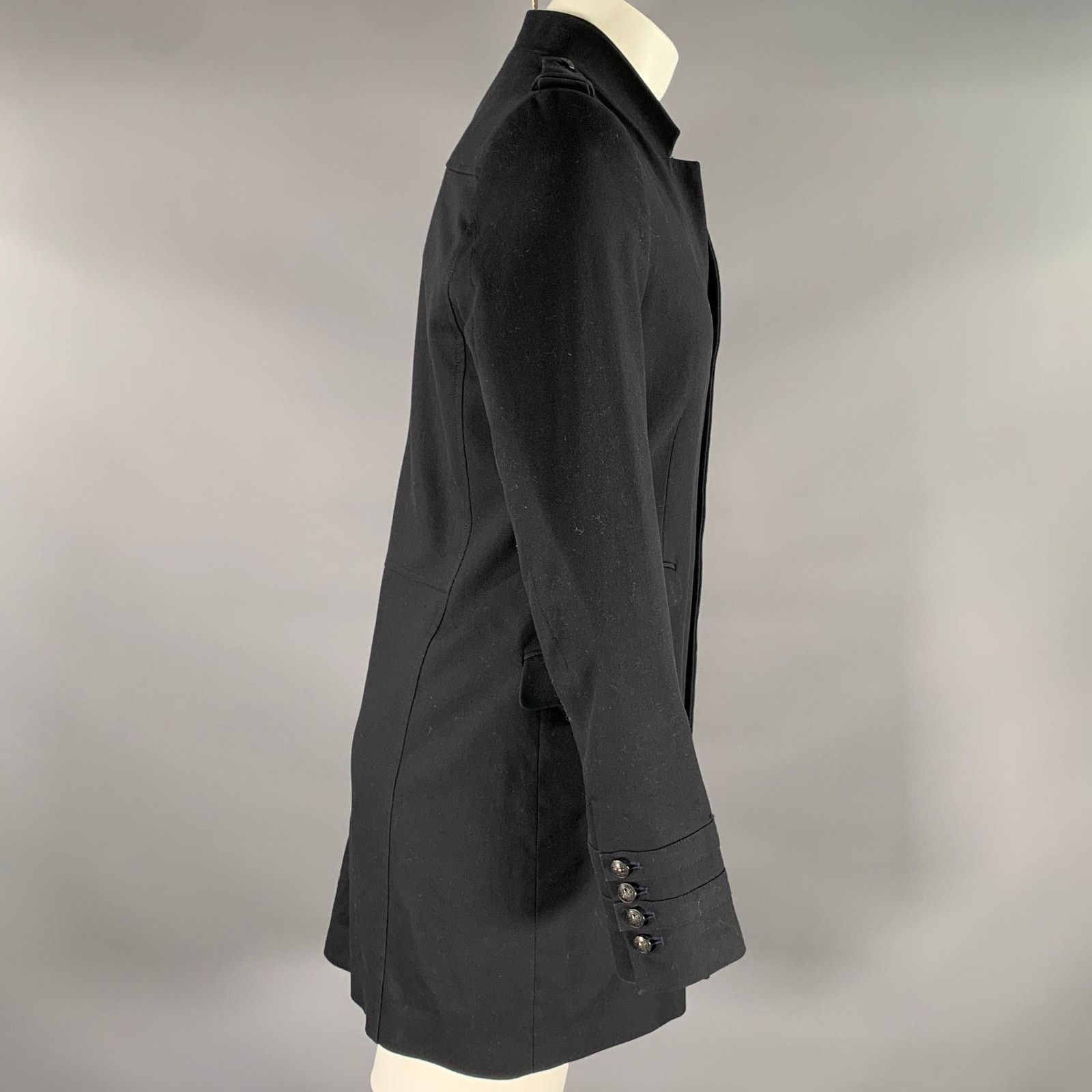 The Kooples THE KOOPLES Size 38 Black Solid Cotton Military Coat Size US M / EU 48-50 / 2 - 2 Thumbnail