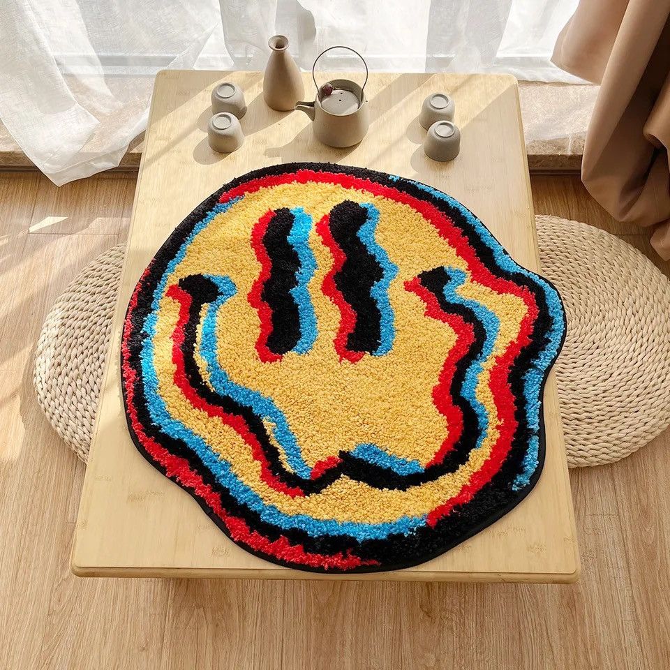 Designer × Japanese Brand Smiling Tufted Rug for Bedroom Home Decor Carpet Custom Size ONE SIZE - 4 Thumbnail
