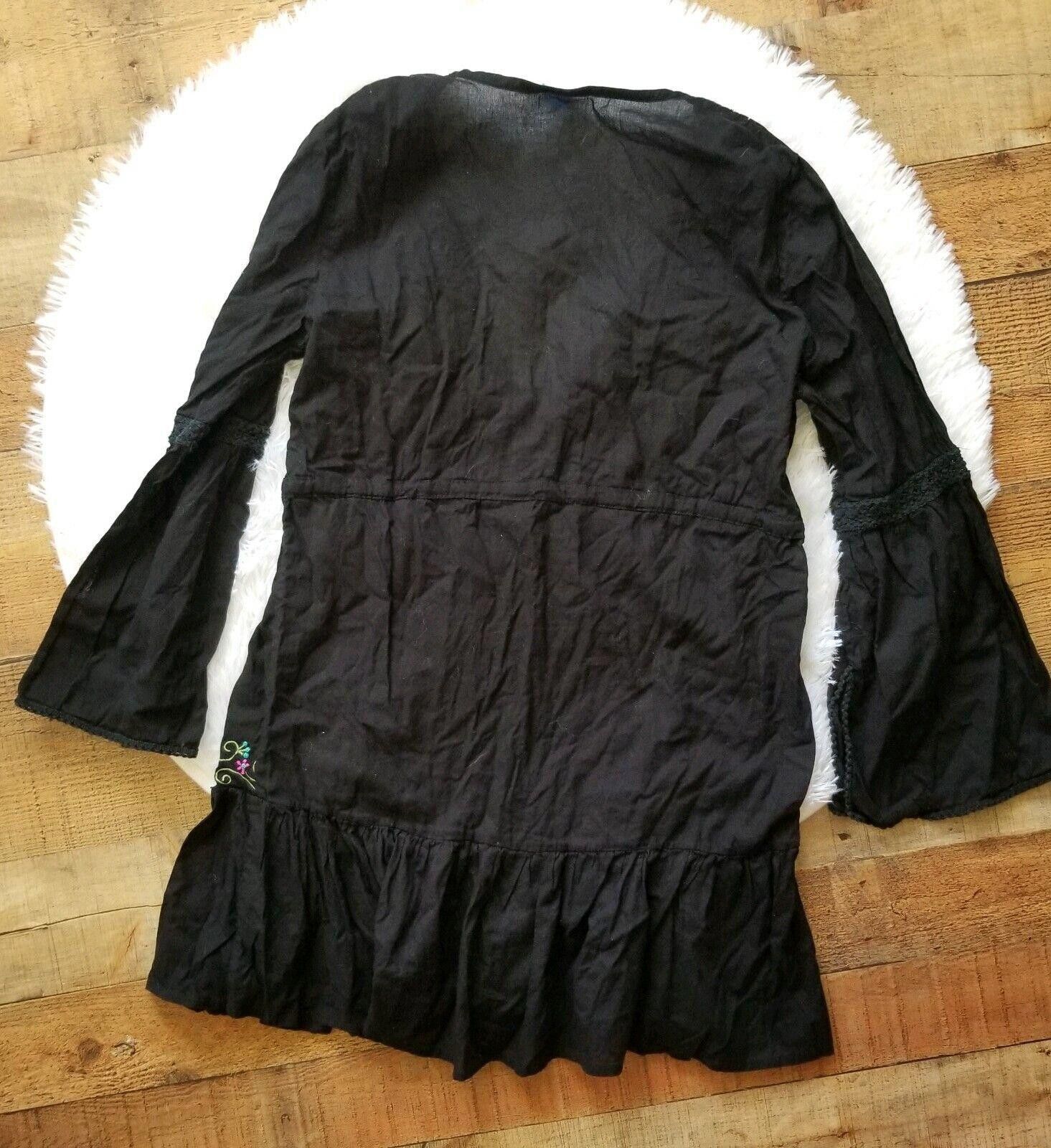 Designer Soaked Shirt Women Medium Black Boho embroidered Size M / US 6-8 / IT 42-44 - 2 Thumbnail