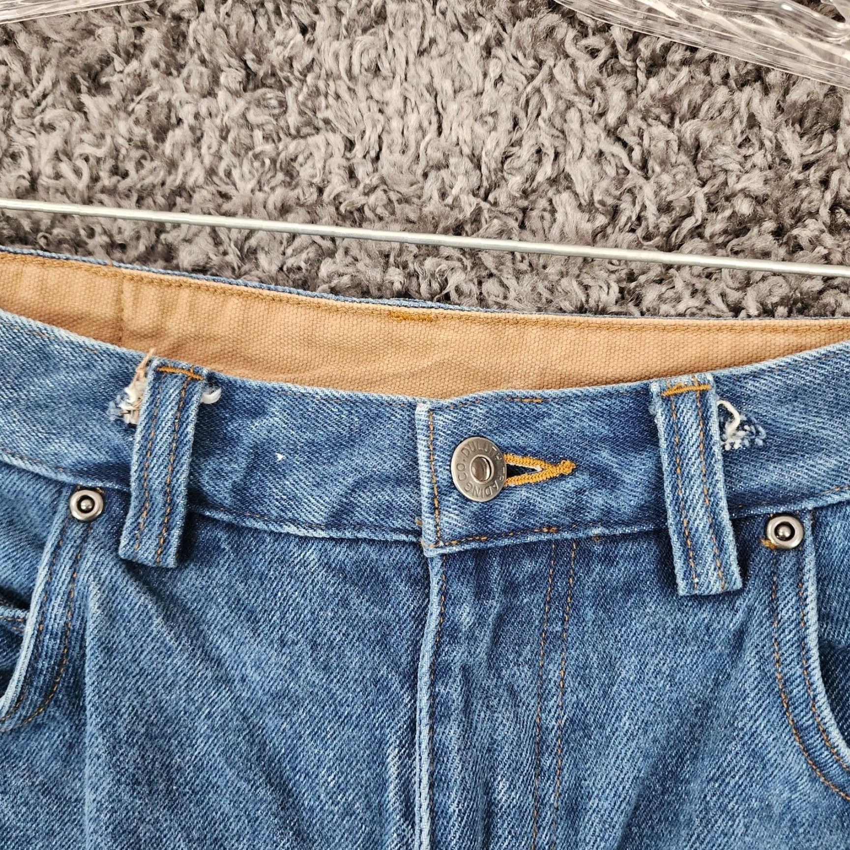Duluth Trading Company Duluth Trading Co Heavy Duty Straight Blue Jeans Mens 34x31 Blue Size US 34 / EU 50 - 5 Thumbnail