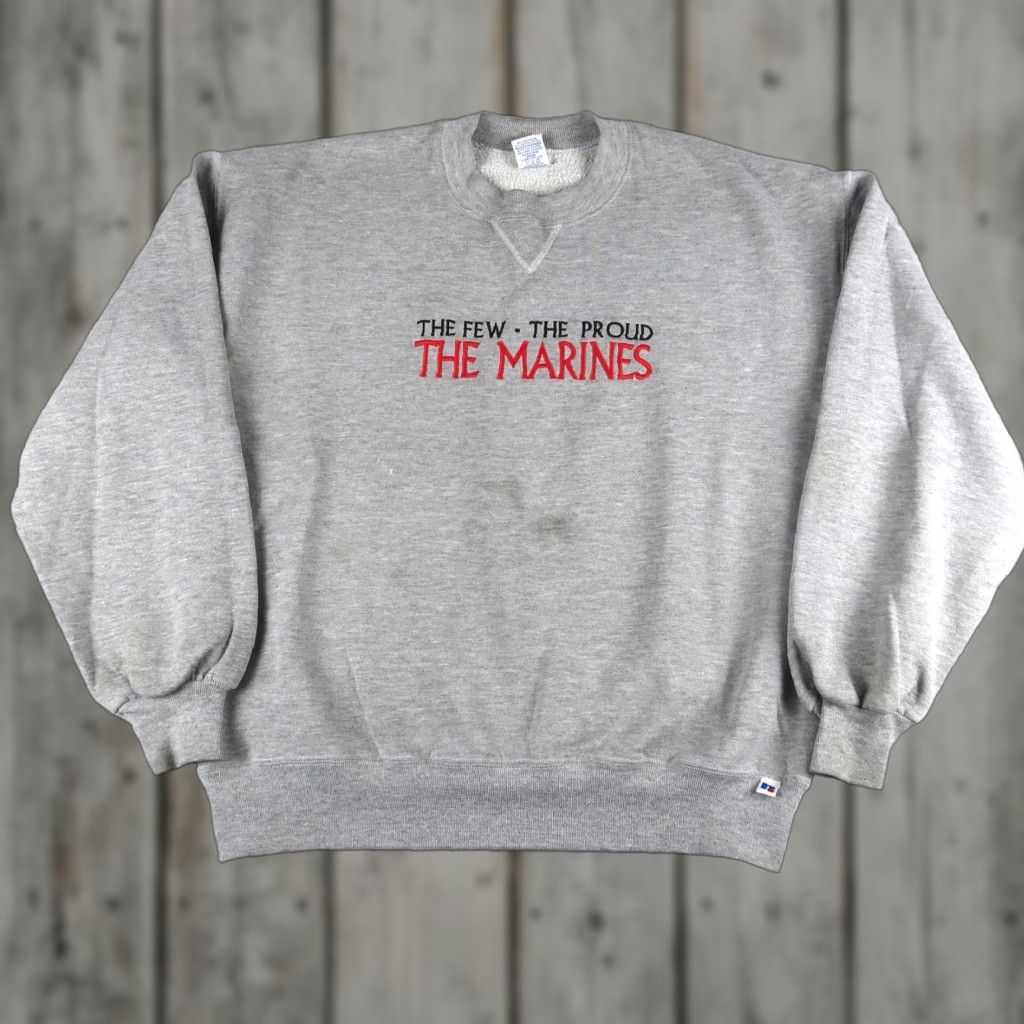 Russell Athletic VINTAGE Russell Athletic 90s Proud Marines Sweatshirt Size L Gray Graphic Print Crewneck Mens Size US L / EU 52-54 / 3 - 1 Thumbnail