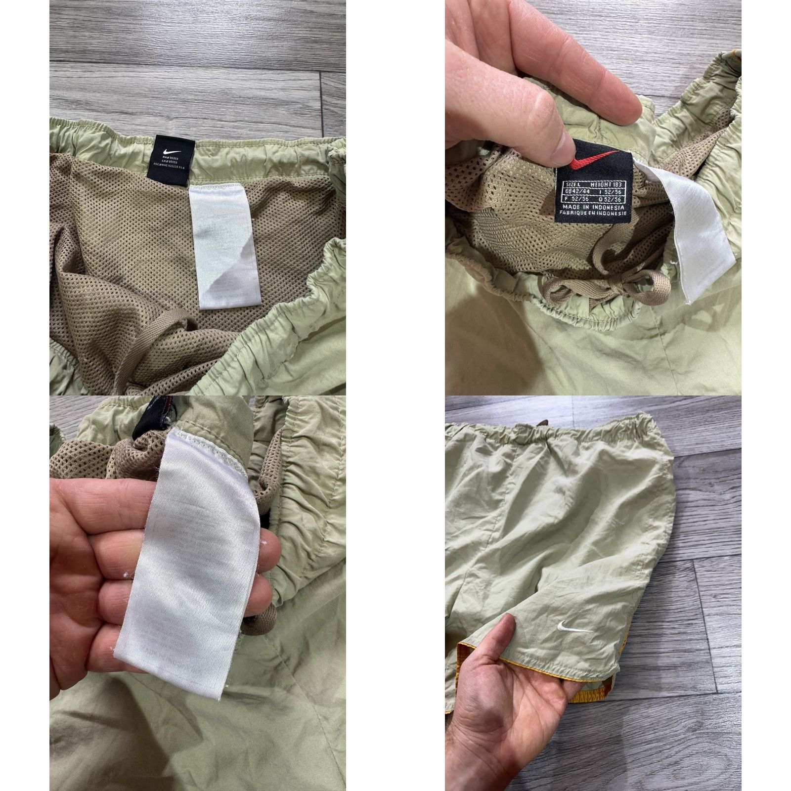 Nike VINTAGE Nike Mens Beige Shorts L Activewear 1990s Swoosh Size US 33 - 8 Thumbnail