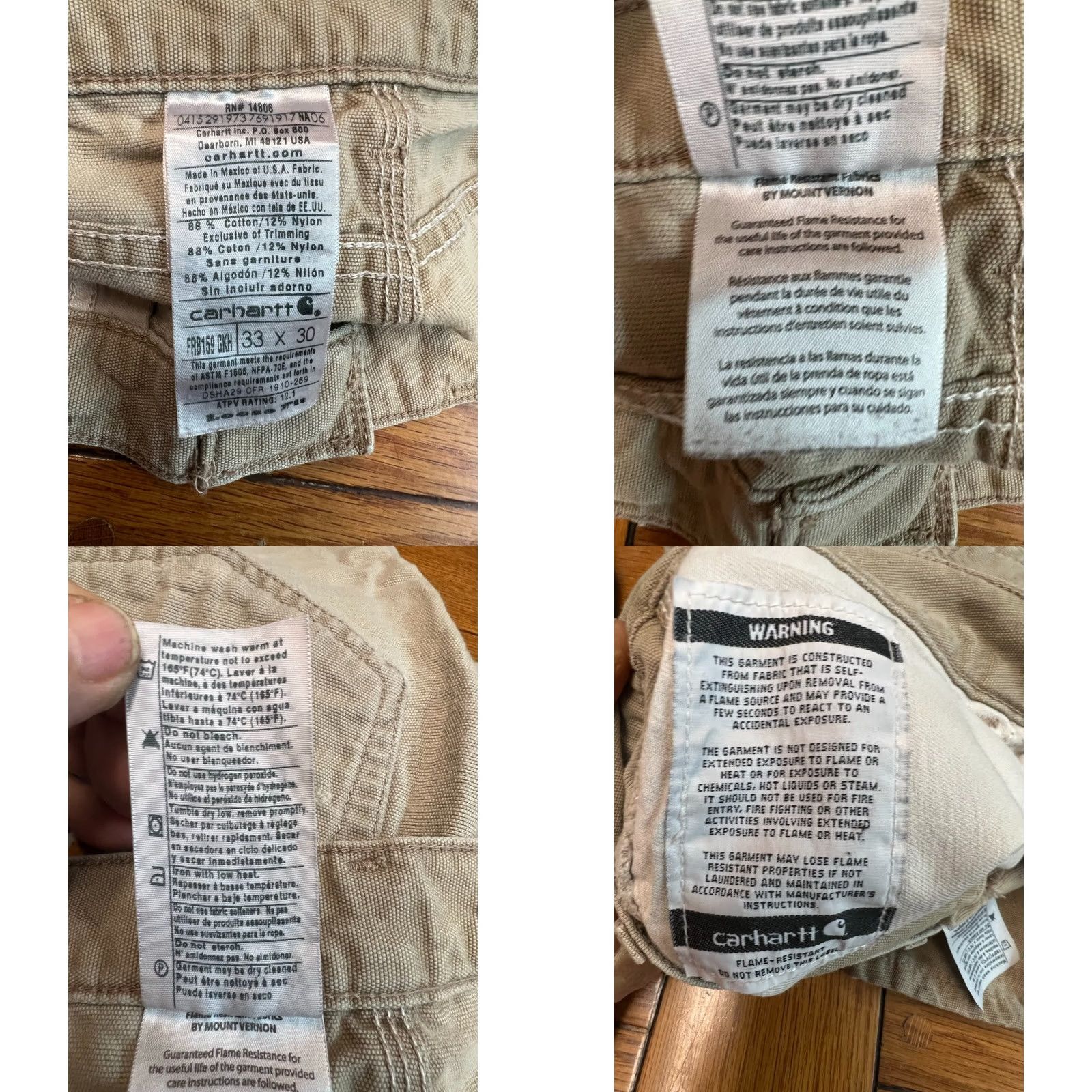Carhartt Carhartt NFPA Mens Relaxed Jeans Beige 33X30 Pants Distressed Casual Straight Jeans Mens Size US 33 - 8 Thumbnail