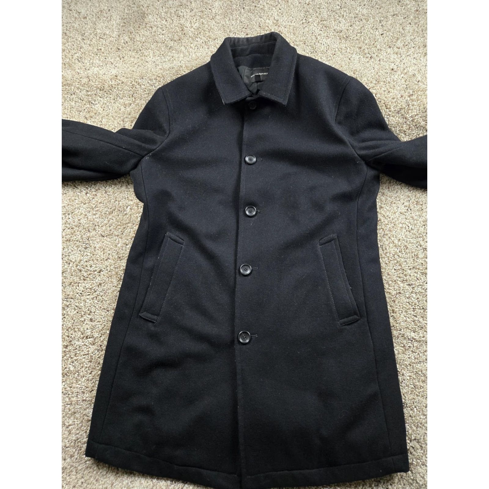 Banana Republic Banana Republic Overcoat Mens Medium Black Wool Blend Lined Car Coat Size US M / EU 48-50 / 2 - 4 Thumbnail