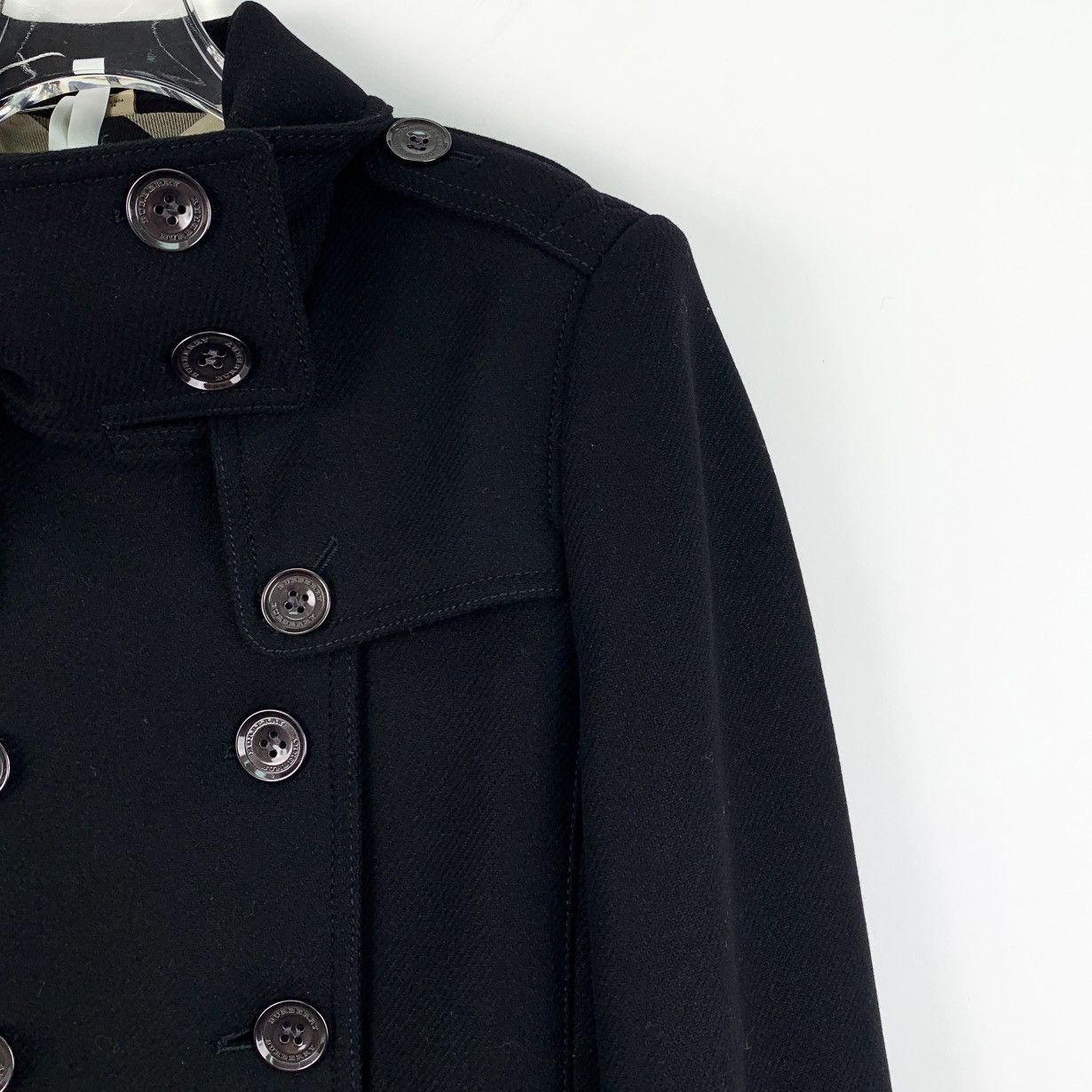 Burberry Burberry Bbr Black Wool Double Breasted Belted Section Coat Size S / US 4 / IT 40 - 3 Thumbnail