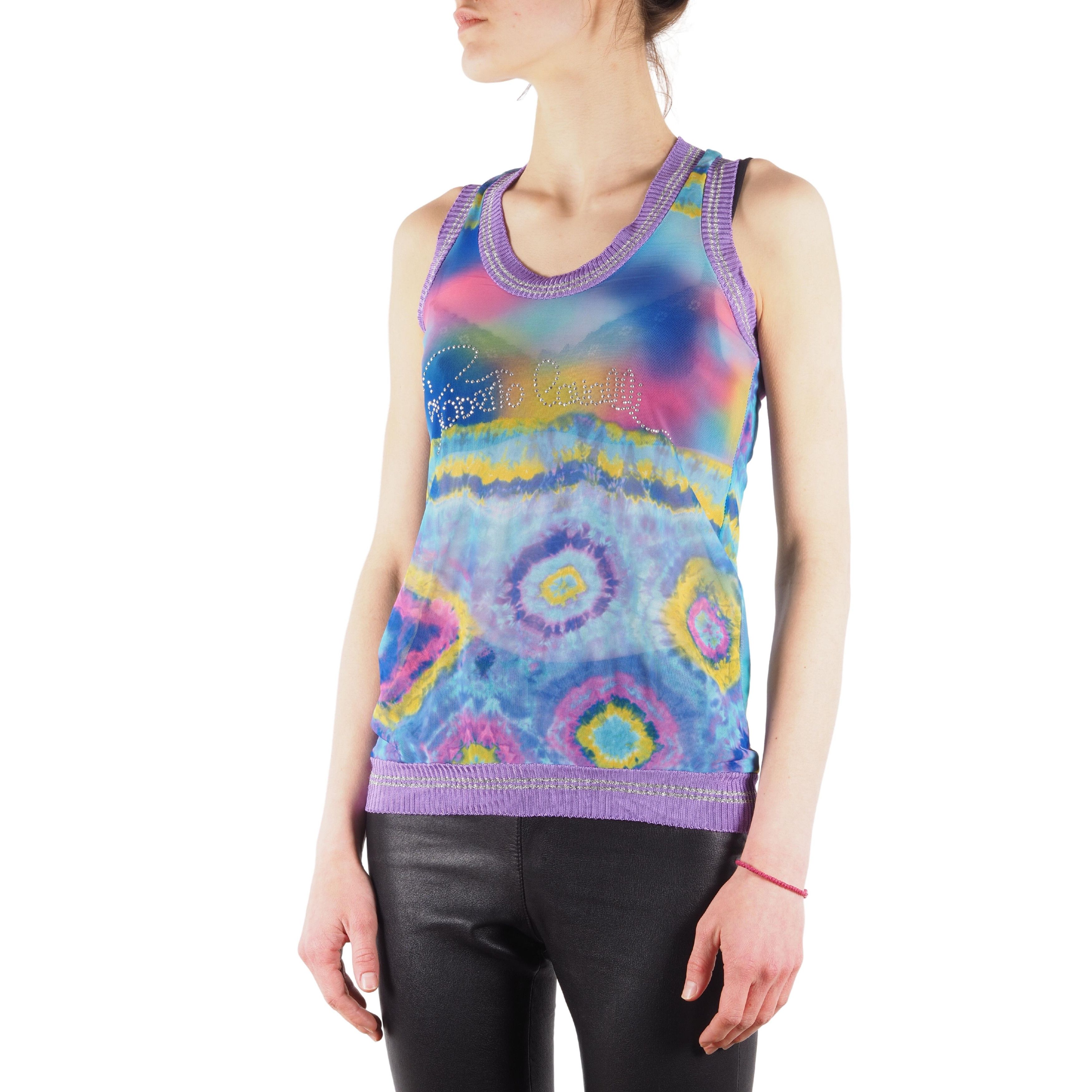 Roberto Cavalli × Vintage Roberto Cavalli Vintage 90s Tie Dye Mesh Top Blouse Size M / US 6-8 / IT 42-44 - 1 Thumbnail