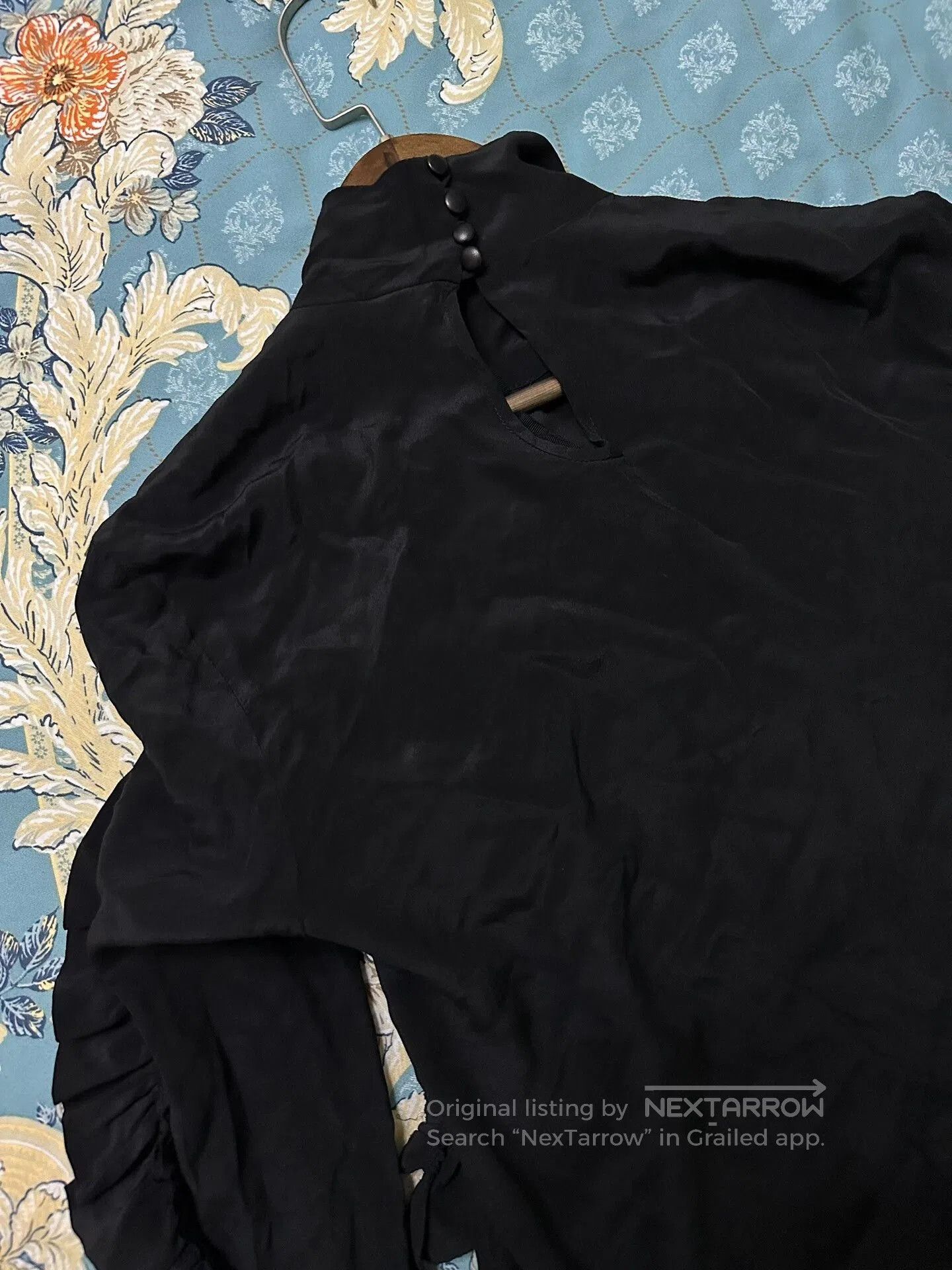 Petar Petrov Black Silk Ruffle Sleeve Top. Size M / US 6-8 / IT 42-44 - 6 Thumbnail