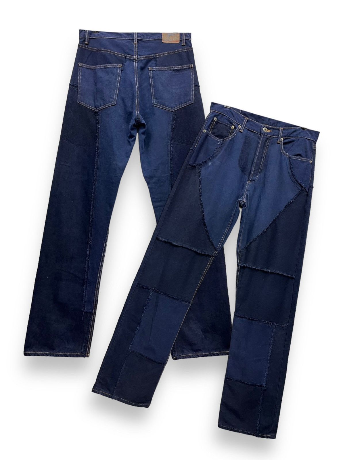 Japanese Brand 🔥FYE🔥PUNAH Frayed Spliced Dark Blue Denim Made In Japan Size US 32 / EU 48 - 1 Thumbnail