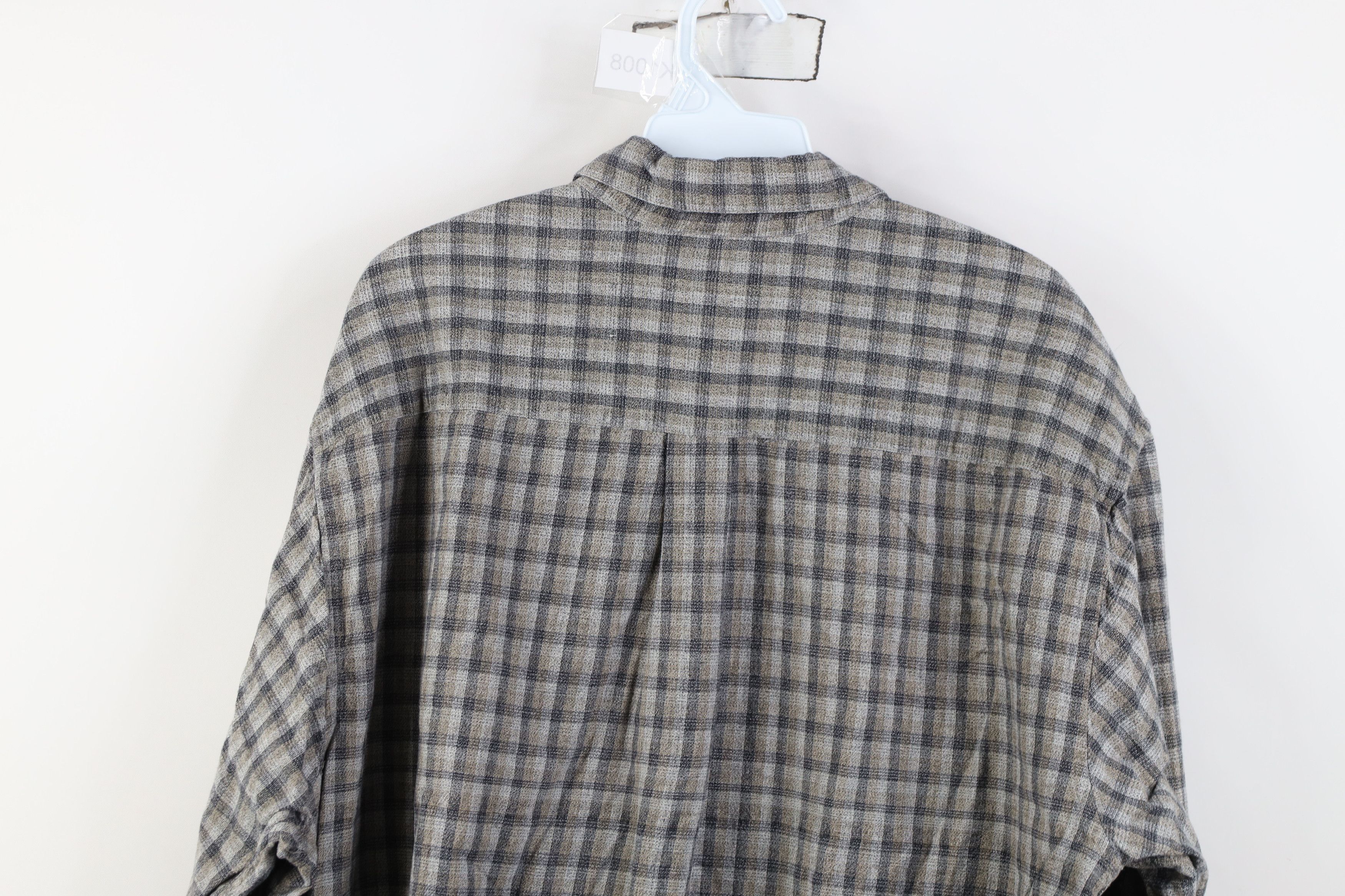 Vintage Vintage 90s Streetwear Knit Collared Button Shirt Plaid Size US XL / EU 56 / 4 - 10 Thumbnail
