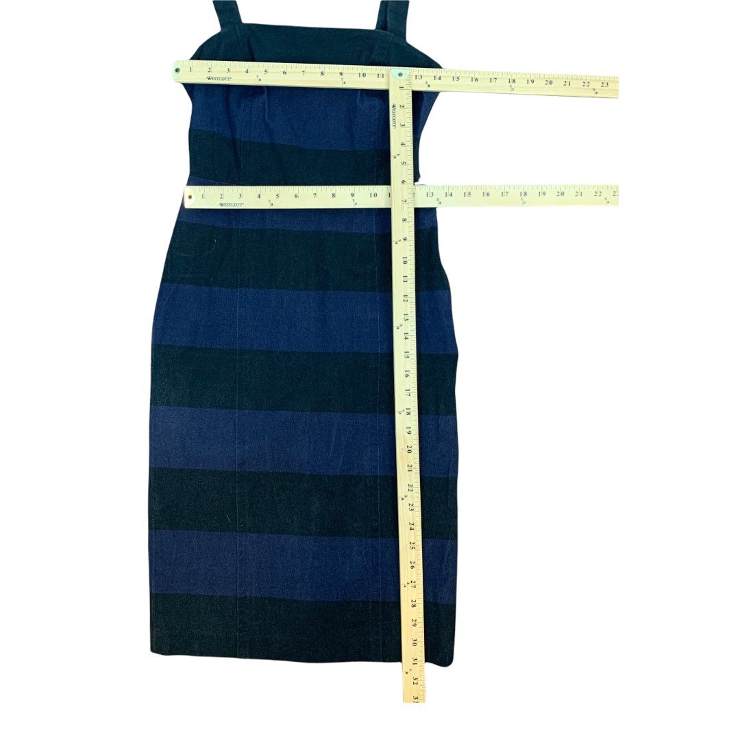 Banana Republic Banana Republic Blue Black Stripe Sheath Dress 2 XS 90s Y2K Size XS / US 0-2 / IT 36-38 - 4 Thumbnail
