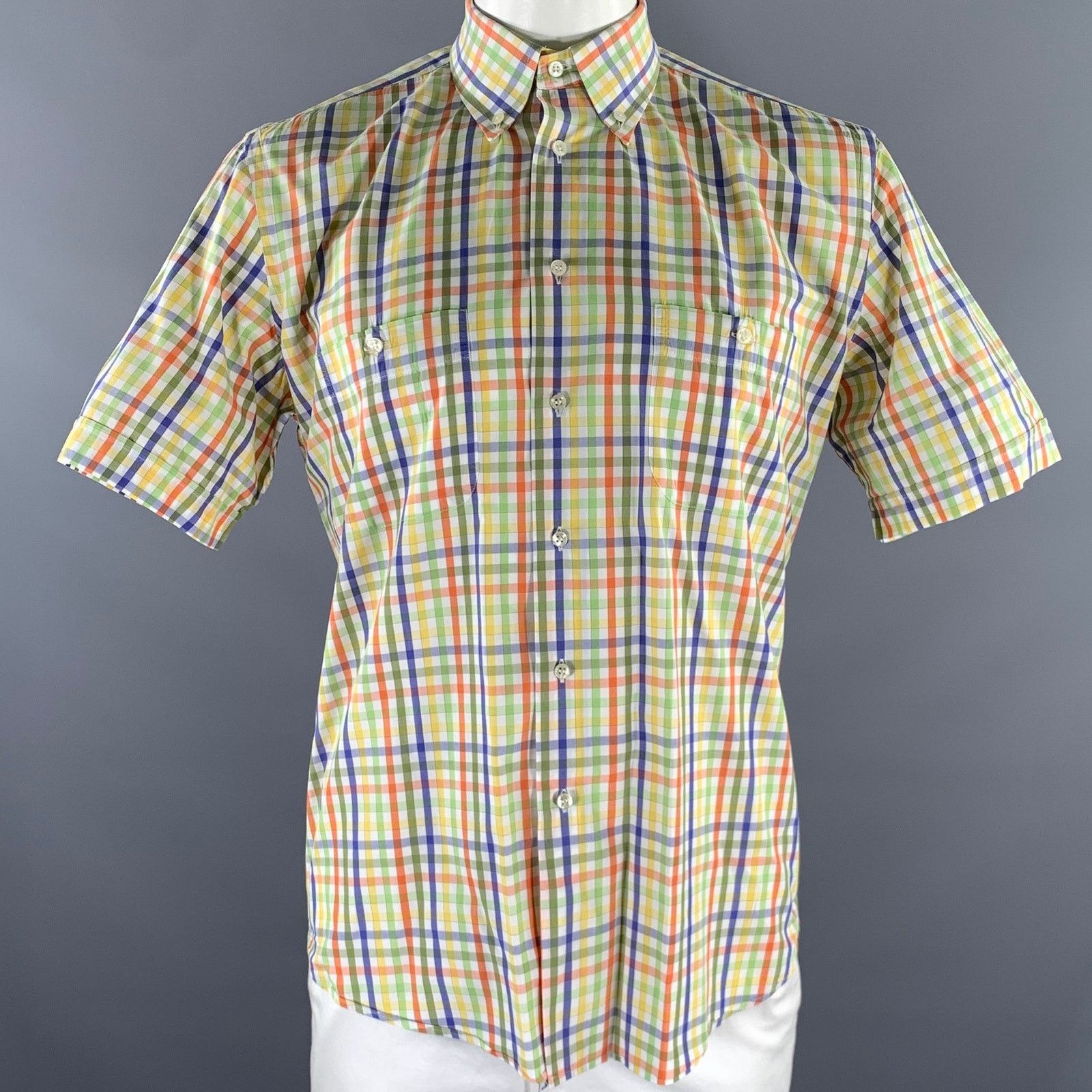 Other SINICO VERONA White Multi-Color Gingham Button Down SS Shirt Size US XL / EU 56 / 4 - 1 Thumbnail
