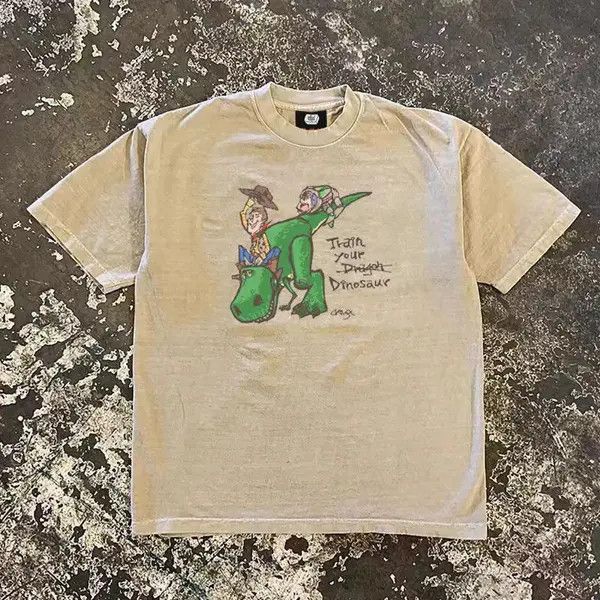 Japanese Brand Atsuko x Mina Beige casual retro dinosaur print t-shirt Size US M / EU 48-50 / 2 - 7 Thumbnail