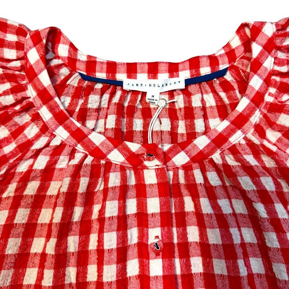 Other NWT New Jane and Delancey Textured Rayon Red Plaid Short Sl Size M / US 6-8 / IT 42-44 - 6 Thumbnail