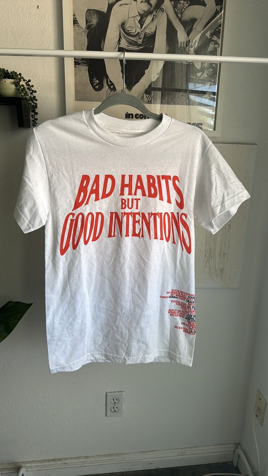 VLONE x NAV white Bad habits good intentions shirt
