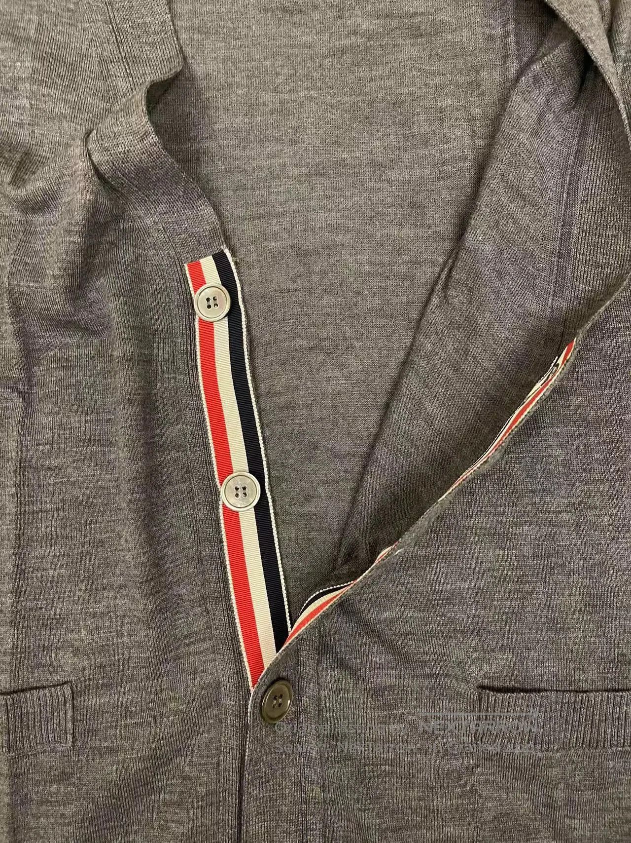 Thom Browne Thom Browne Gray Wool Cardigan with Stripes. Size US S / EU 44-46 / 1 - 4 Thumbnail